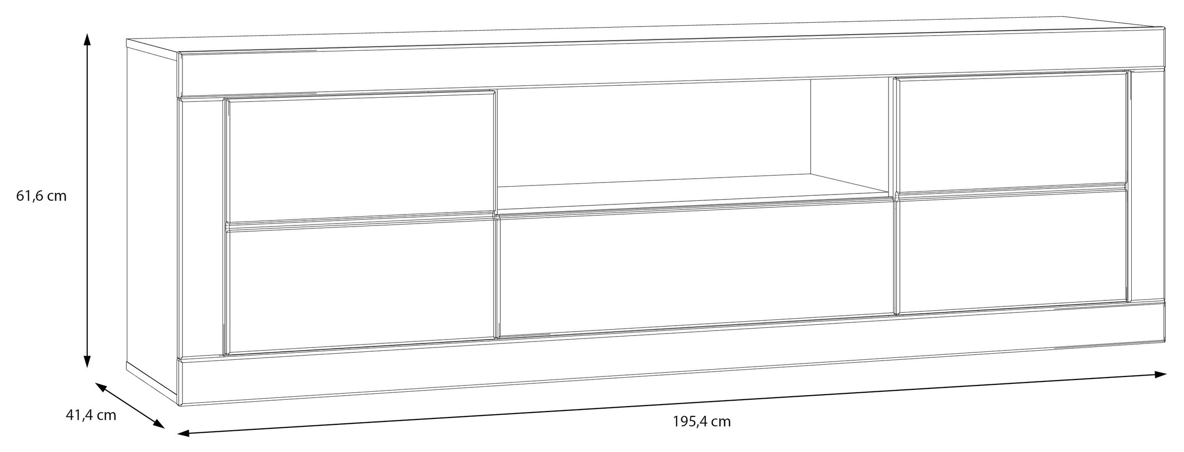 FORTE Lowboard »LefkadasTV-Board, TV-Schrank«, TV-Board, viel Platz, Push to open, Grifflos, BxH= 195,4 x 61,6cm