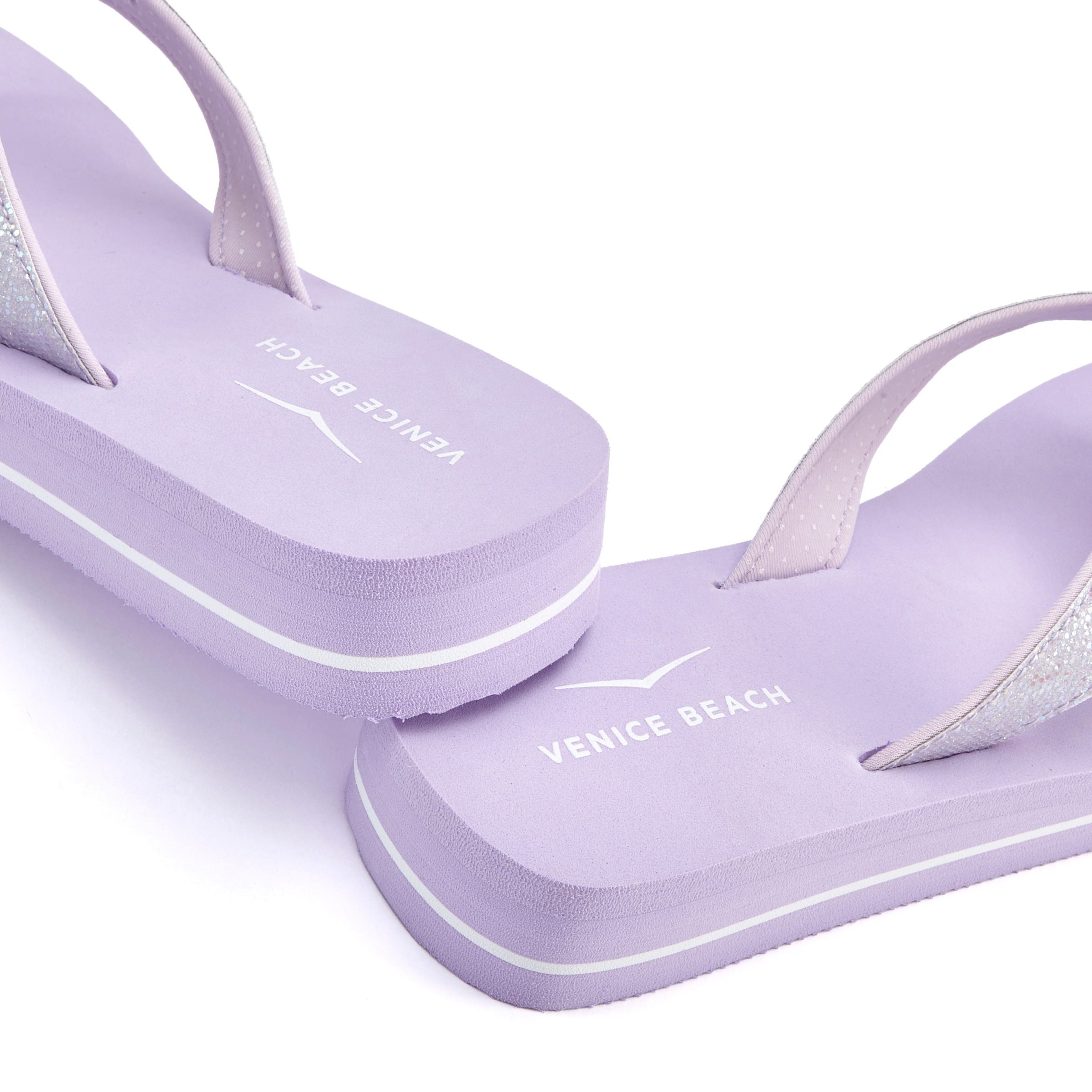 Venice Beach Badezehentrenner, Sandale, Pantolette, Badeschuh ultraleicht mit Glitzerband VEGAN