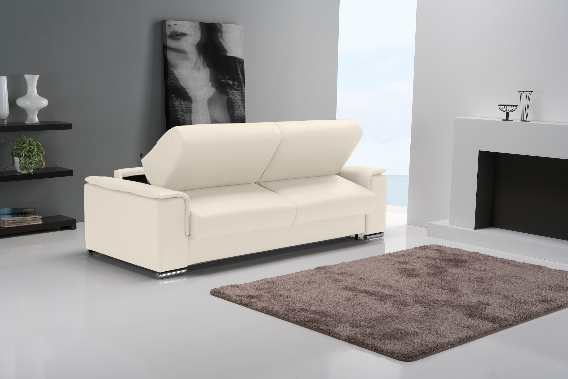 Egoitaliano Schlafsofa »Cecilia, modern & elegant, erstklassiger Sitzkomfort, Dauerschläfer«, inkl. Matratze und hochwertigem Metallbettrahmen, toller Schlafkomfort