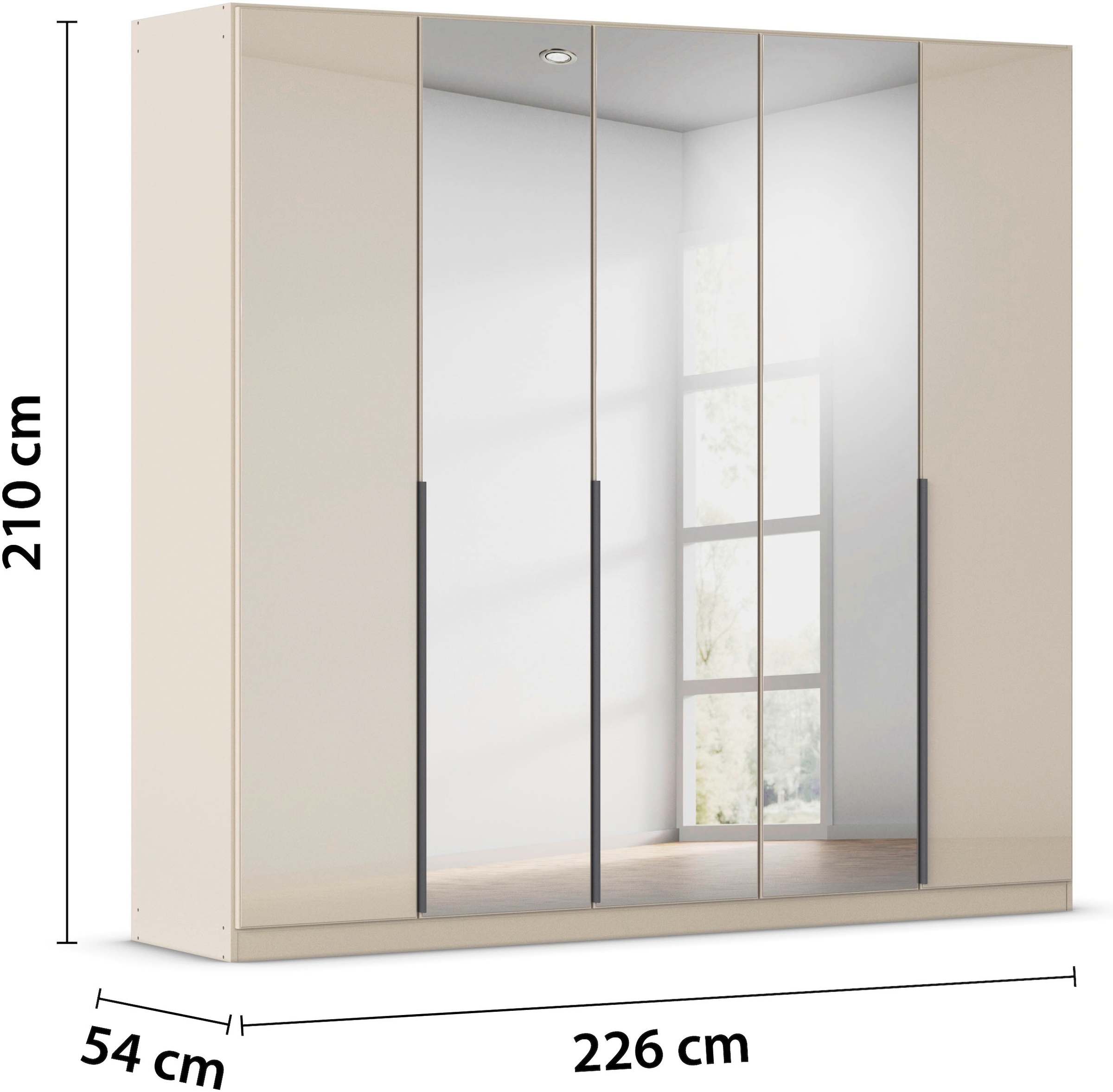 rauch Drehtürenschrank »Kleiderschrank Kleiderschränke Schrank Garderobe AGORDO mit Glasfront«, (in zwei Griff-Farben), durchdachte Innenausstattung, in 6 Breiten und 2 Höhen MADE IN GERMANY