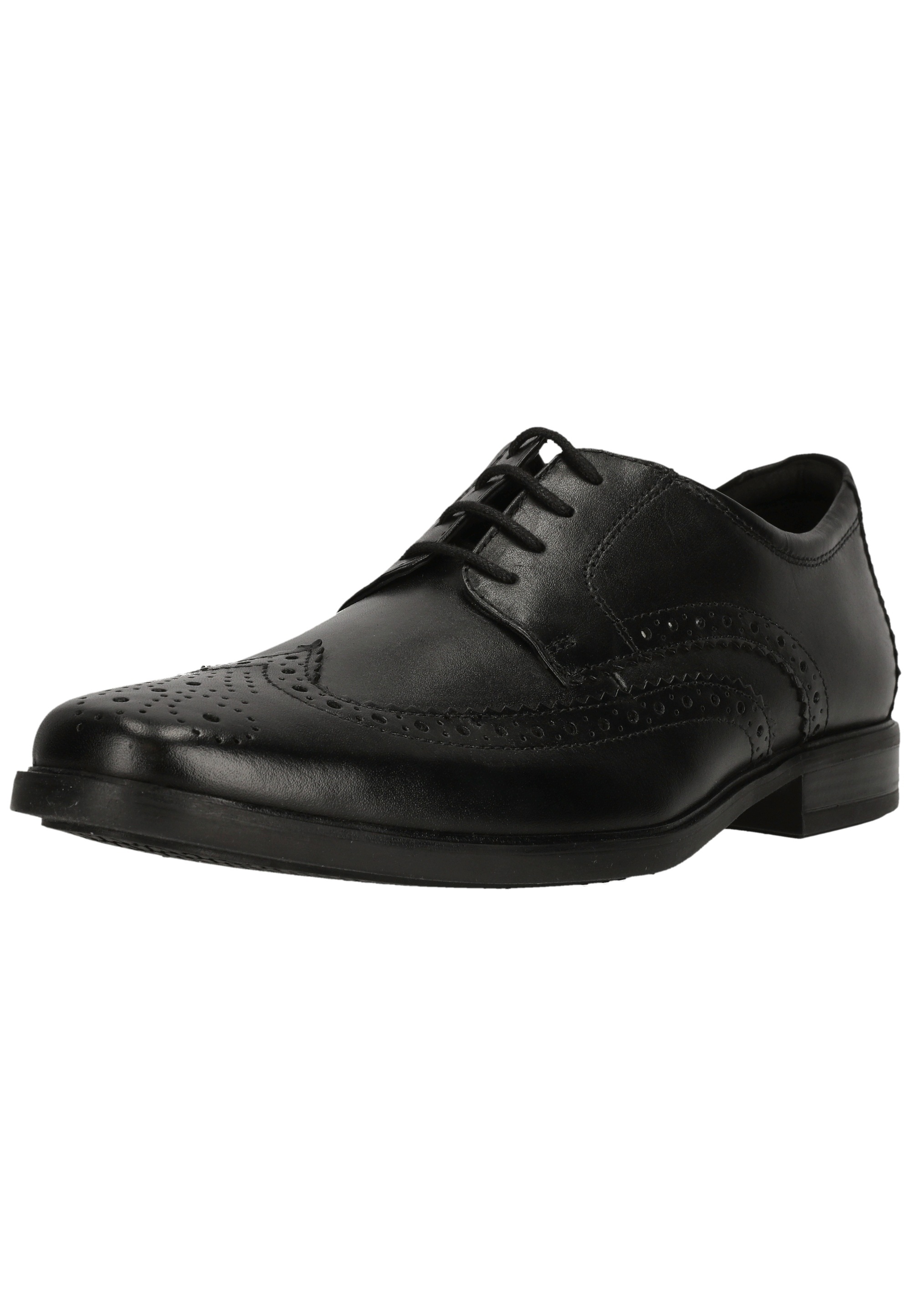 Clarks Schnürschuh "Howard Wing Black Leather" in klassischem Design