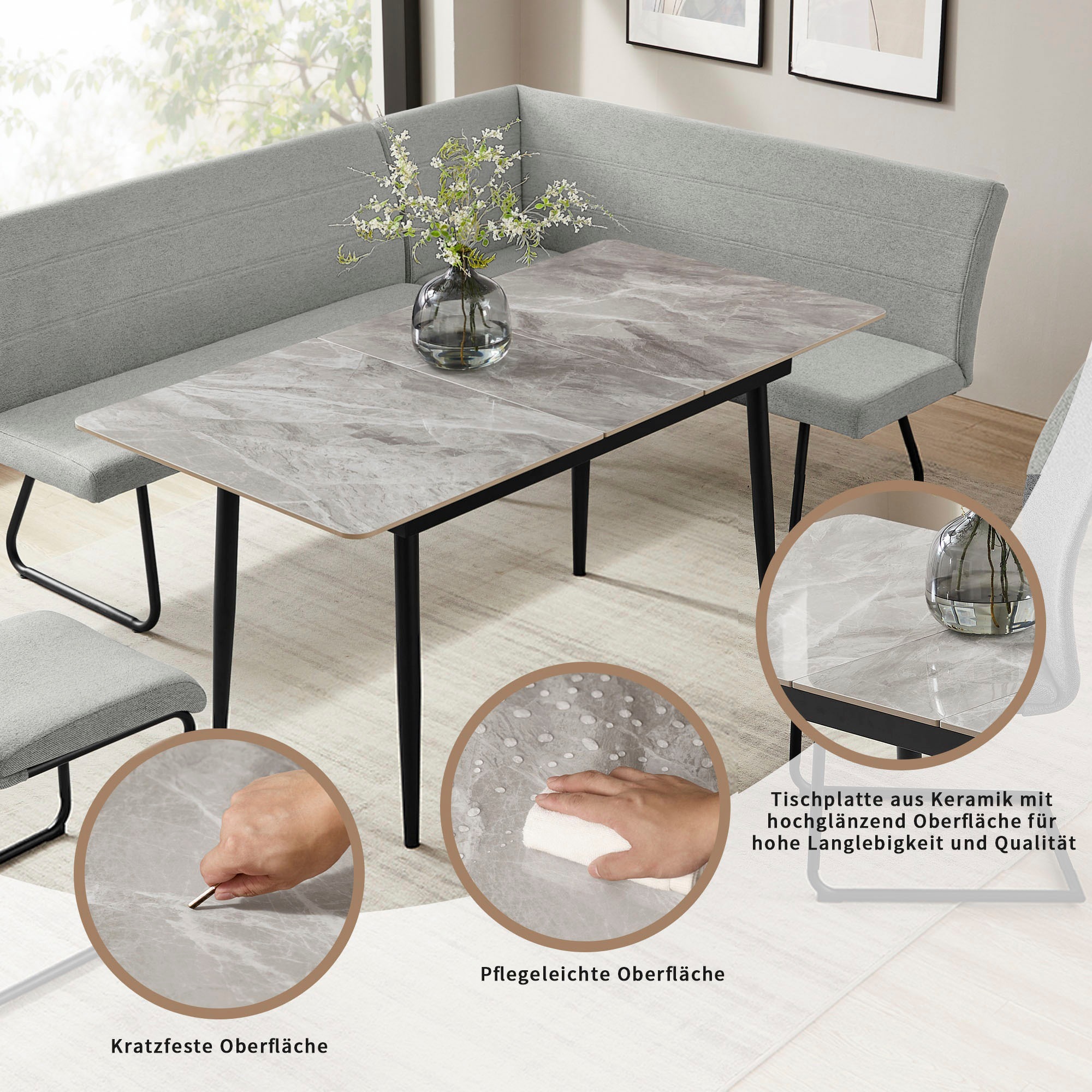 OTTO home Eckbankgruppe "Stevian" Set, 1 ausziehbarer Esstisch + 1 Eckbank günstig online kaufen