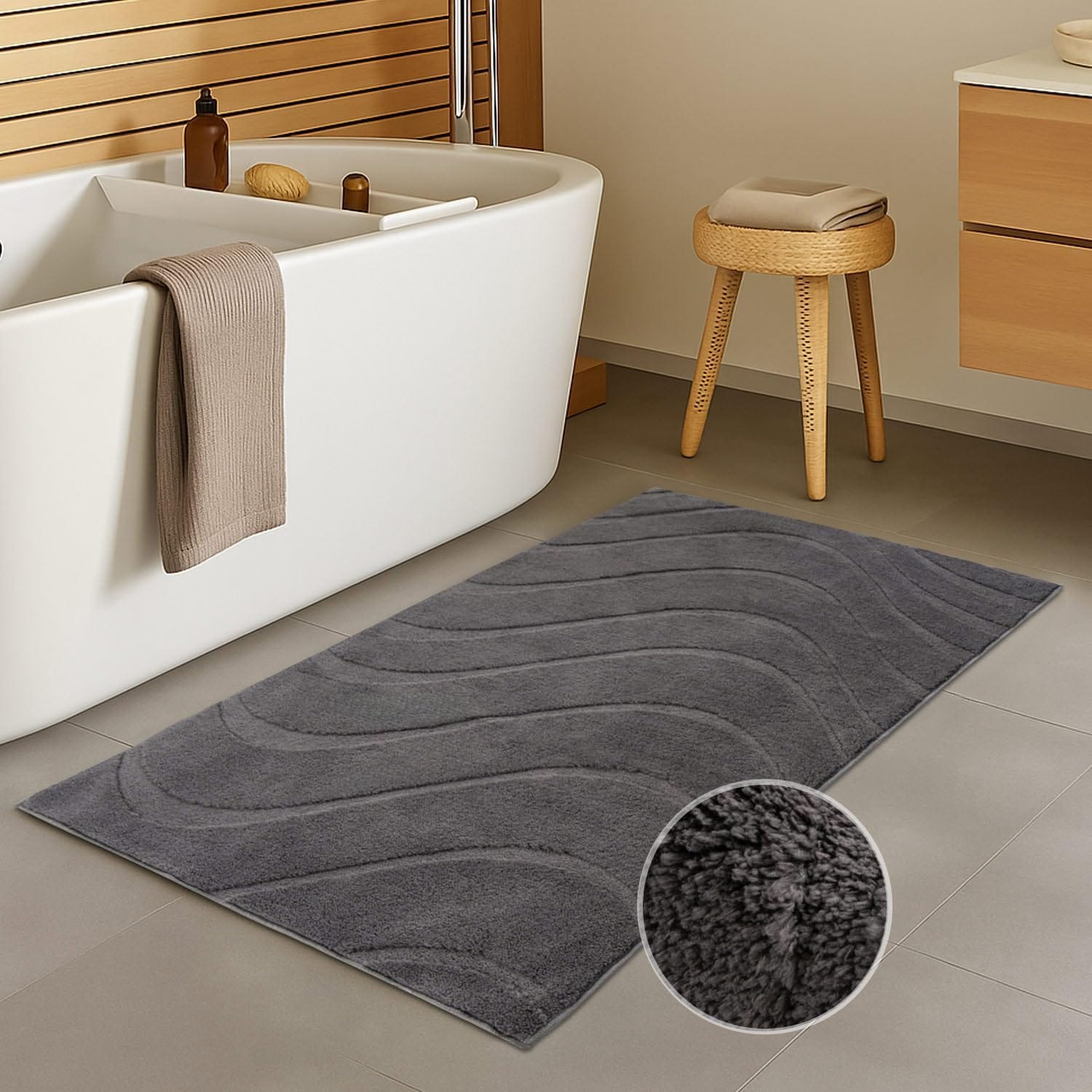 Carpet City Badematte »BAT400,  Badteppich uni« Höhe 11 mm rutschhemmend beschichtet fußbodenheizungsgeeignet Teppich Badezimmer, Badvorleger, Anti-Rutsch, Waschbar, Duschmatte