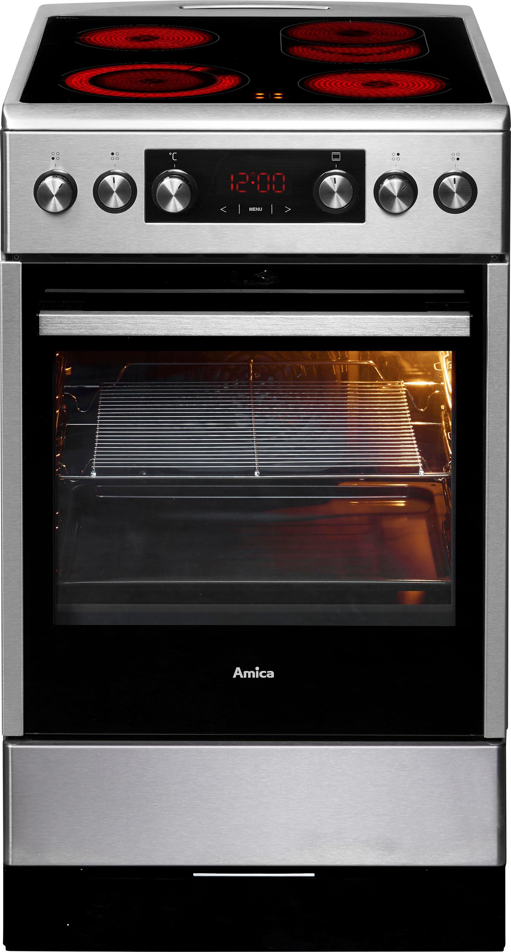 AMICA Elektro-Standherd "SHC 904 100", silber, Herdsets, Komfortables Kochen und Backen mit bequemer Handhabung