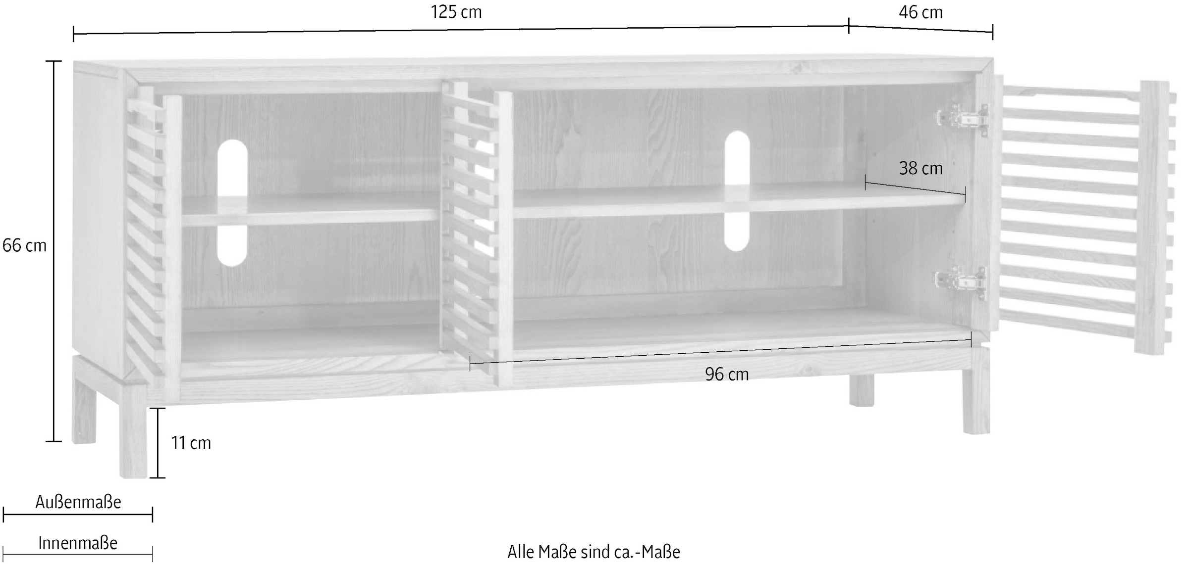 andas TV-Board »Tanner 3-türige Medienkonsole aus Eschenholz« 1 Stk. tlg.