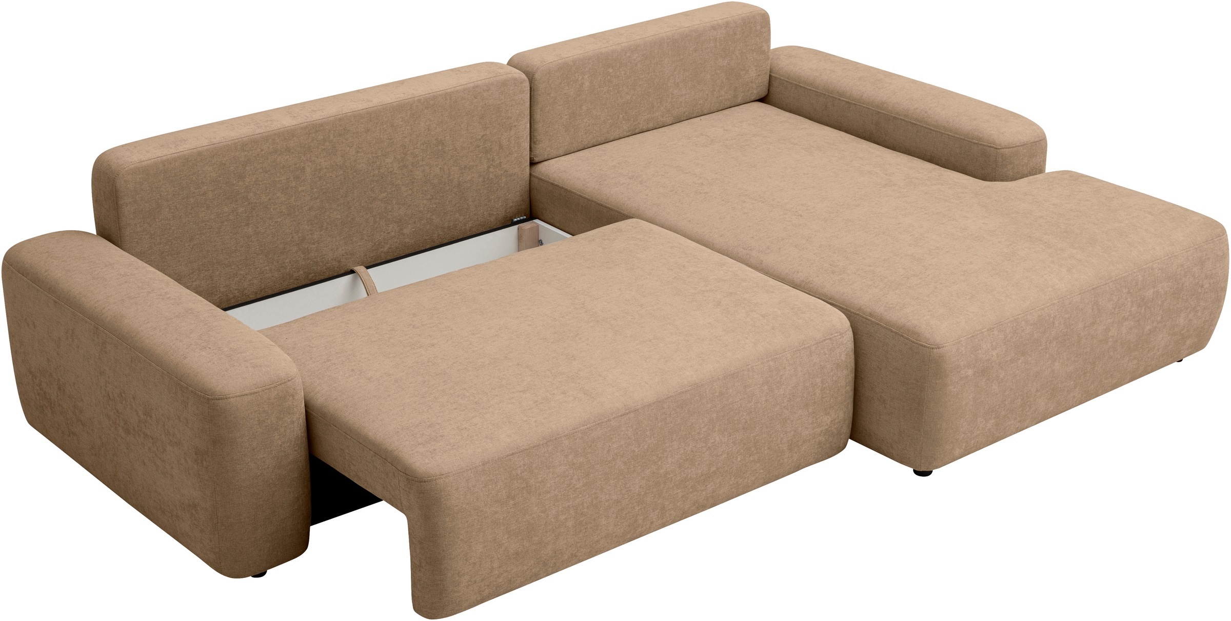 INOSIGN Ecksofa »TORGE (264cm), Schlafsofa in Cord, Samtvelours o Struktur fein, L-Form«, Schlaffunktion, Bettkasten, Liegefläche: 125/210 cm