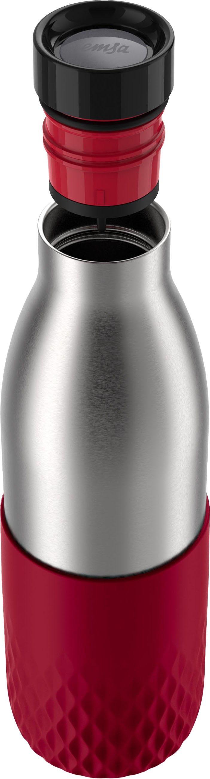 Emsa Trinkflasche "Bludrop Sleeve" Edelstahl/Silikon, Quick-Press, 12h warm günstig online kaufen