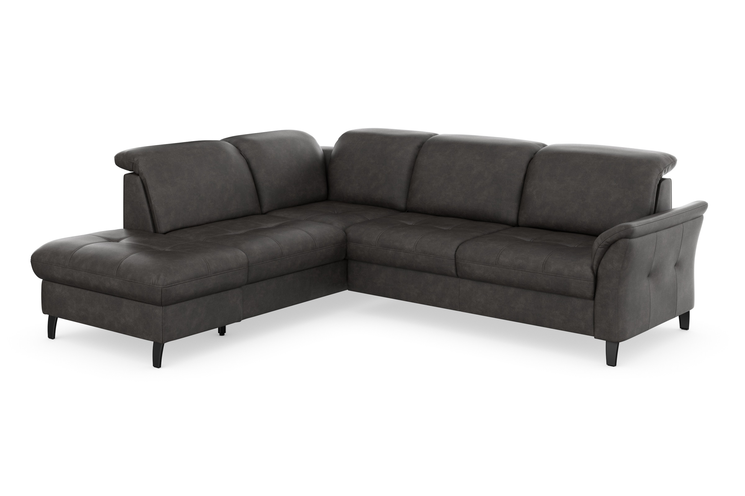 Ecksofa SIT & MORE "Maggiore L-Form", grau (anthrazit), B:261cm T:224cm, 100% Polyester, Sofas, Ecksofa, wahlweise mit Kopfteilverstellung, Bettfunktion und Stauraum 9