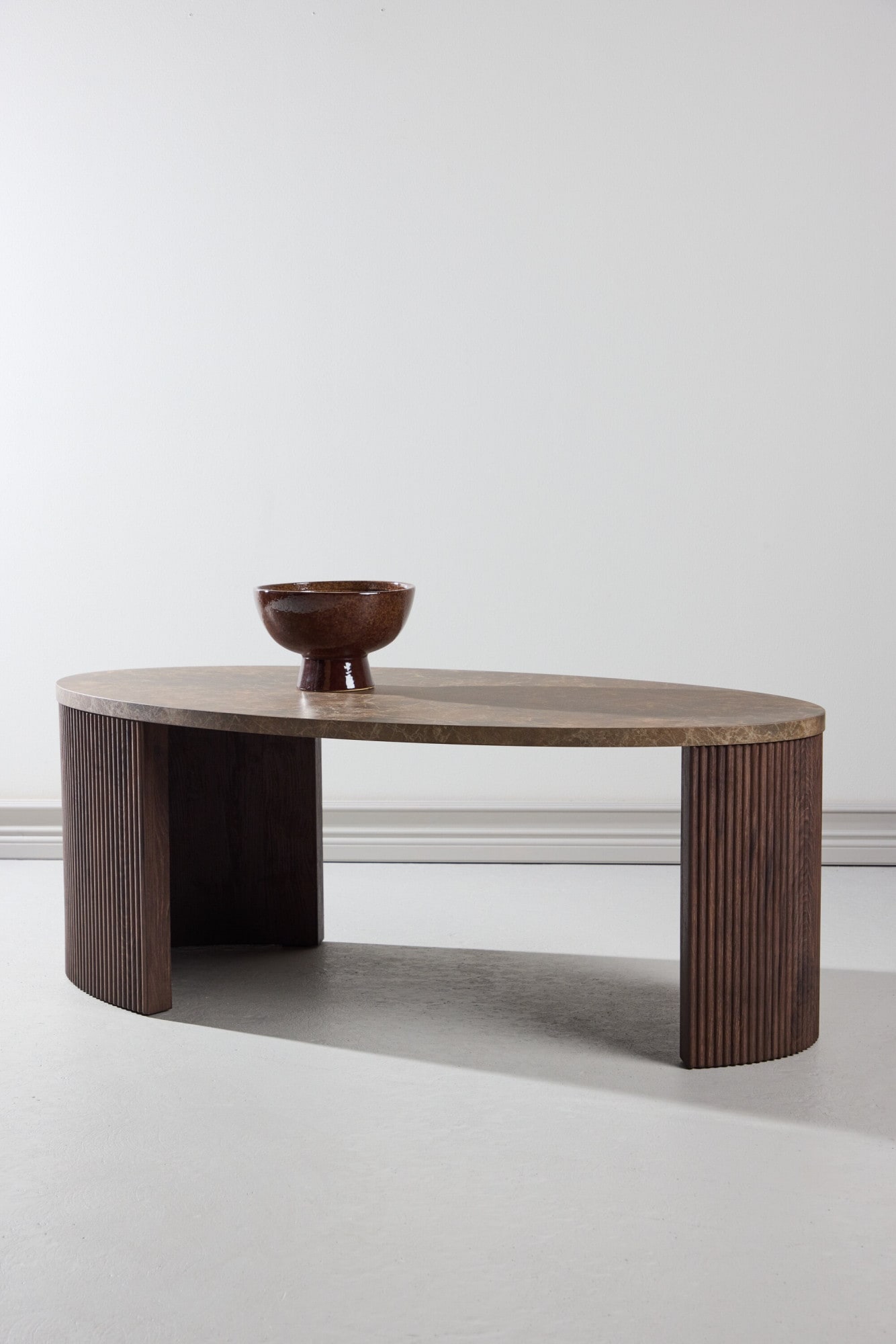 Venture Home Couchtisch "Bristol, ovaler Couchtisch 120 × 60 cm in Mocca mit grauer Steinoptik" Sofatisch, MDF, 3D-Papier, oval, kontrastreich, raffiniert