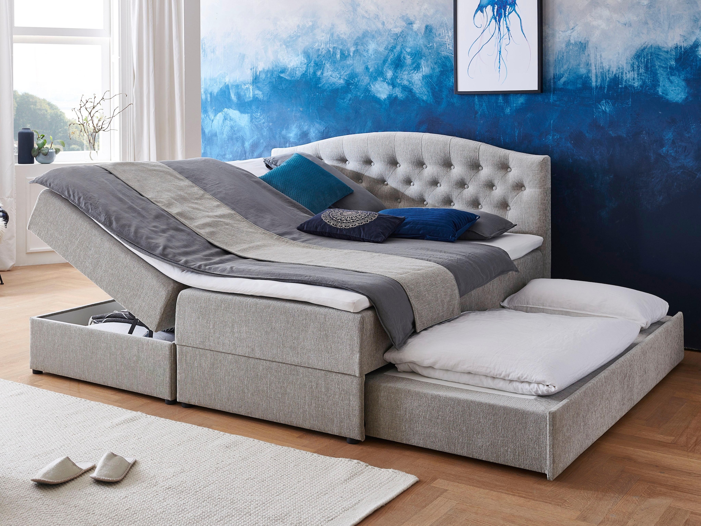 ATLANTIC home collection Boxspringbett »Lotte«, mit Topper, Bettkasten und Gästebett