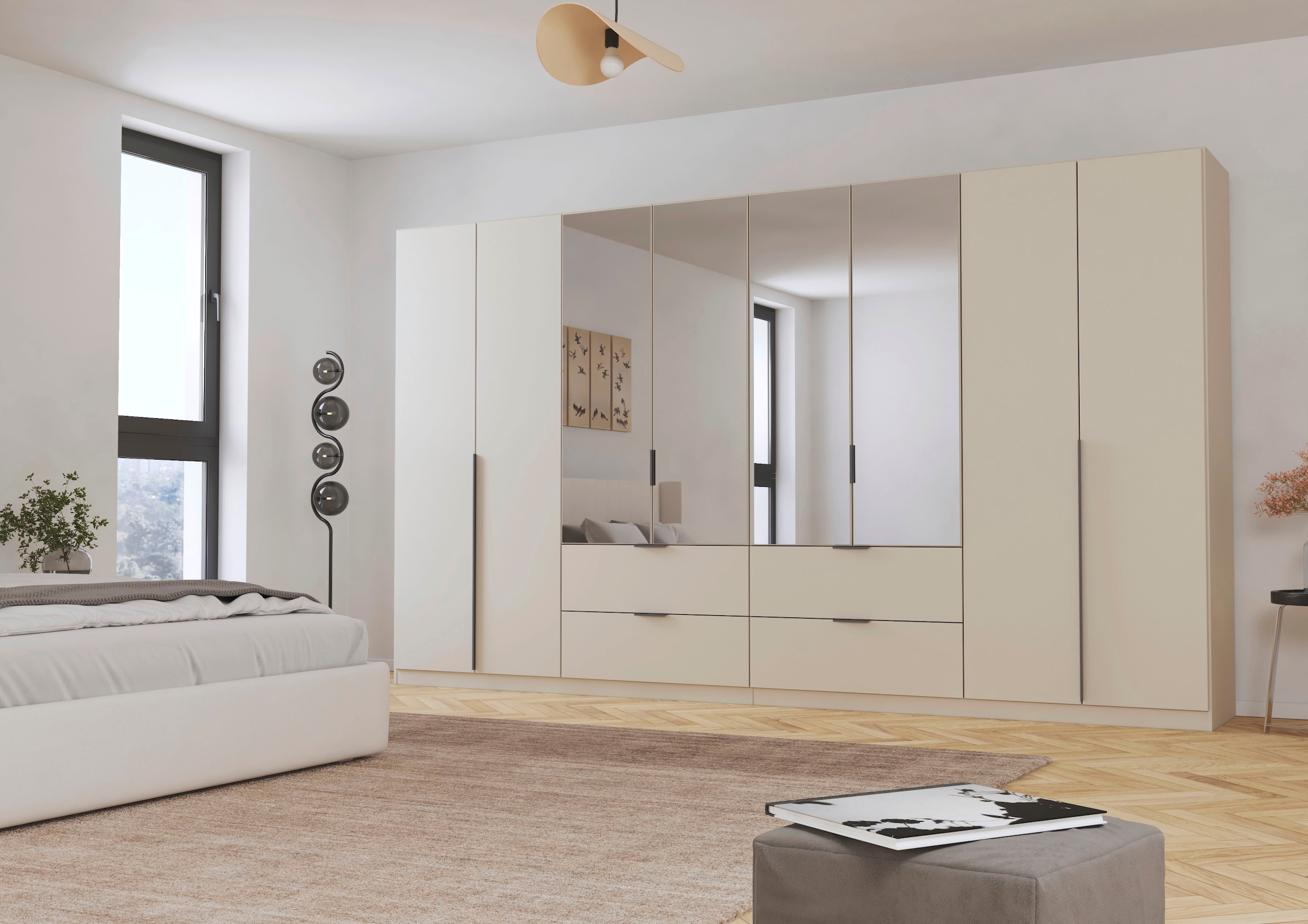 rauch Drehtürenschrank »Kleiderschrank Schrank Garderobe AGORDO mit Dekor- oder Hochglanzfront«, (in zwei Griff-Farben, Breiten 91-360 cm), mit Außenschubkästen, in 7 Breiten und 2 Höhen MADE IN GERMANY