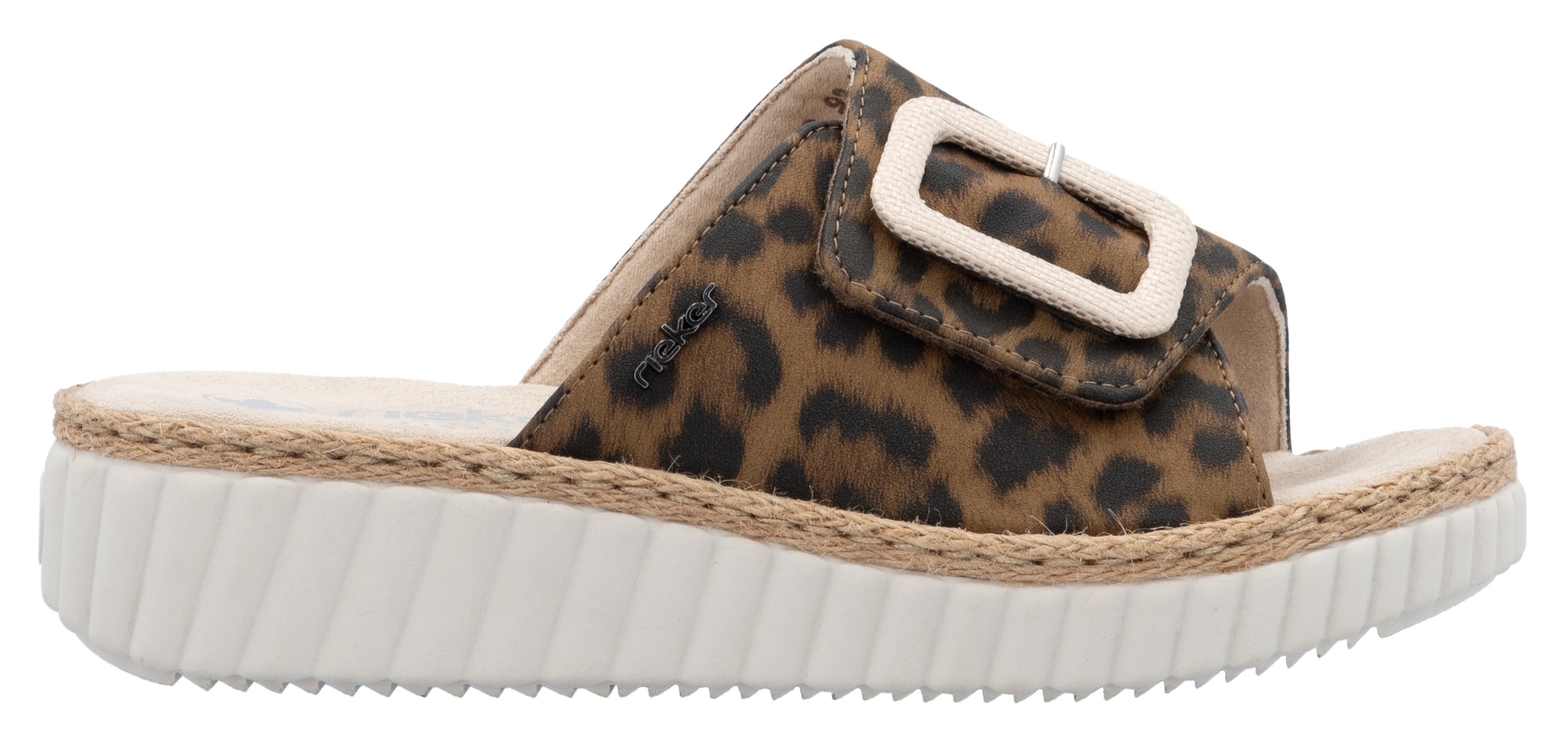 Rieker Pantolette, Sommerschuh, Strandschuh, Urlaubschuh, Hausschuh mit Klettverschluss