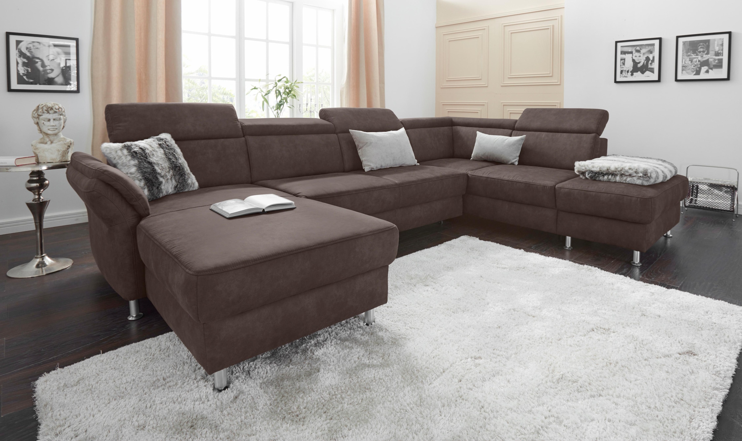 sit&more Wohnlandschaft »Avignon U-Form«, wahlweise mit Bettfunktion und Stauraum, inklusive Kopfteilverstellung