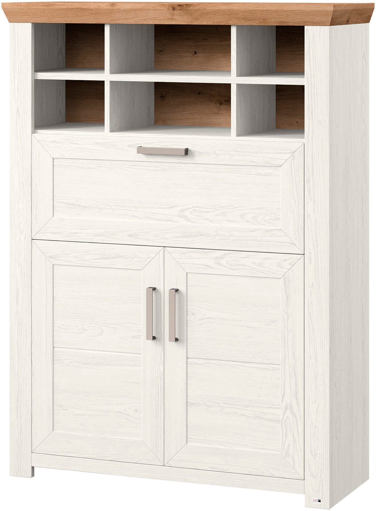 set one by Musterring Highboard »York«, Typ 15, mit Holztüren und Klappe, Beleuchtung optional, Breite 105 cm
