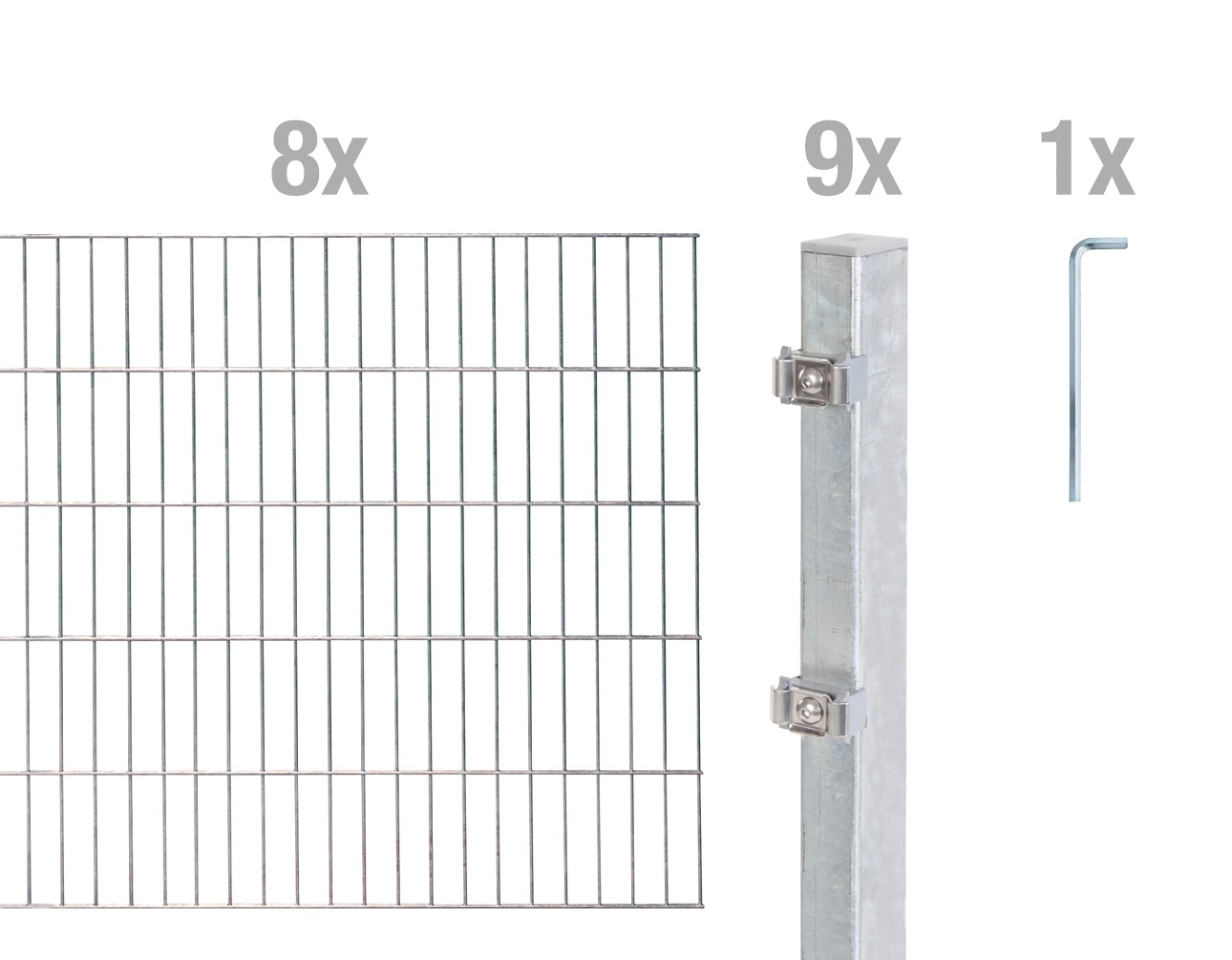 Alberts Doppelstabmattenzaun "Grundset" Höhe: 80-200 cm, Gesamtlänge: 4-30 m, zum Einbetonieren