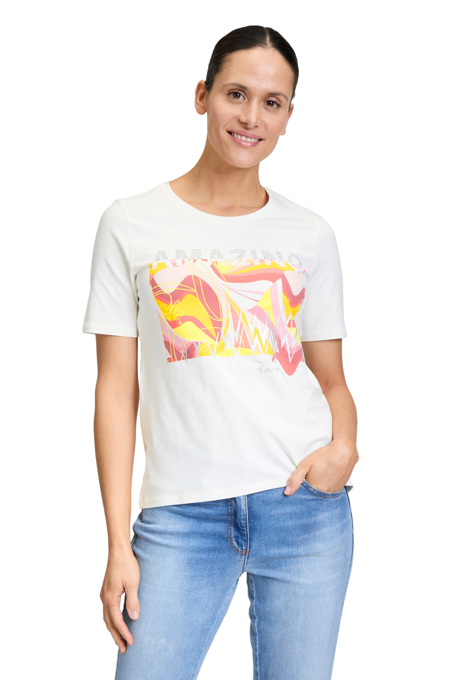 Betty Barclay Kurzarmshirt "Betty Barclay Basic Shirt mit Placement", (1 tl günstig online kaufen