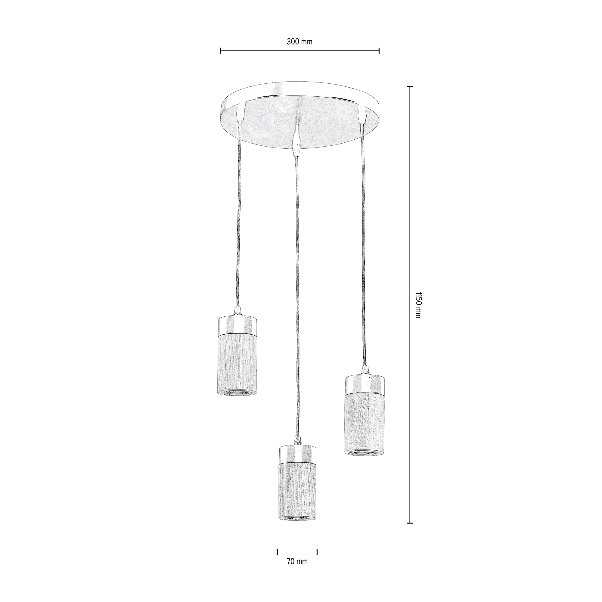 BRITOP LIGHTING Pendelleuchte »ANNICK«, 3 flammig, Leuchtmittel GU10 | LED wechselbar, Hängeleuchte, Aus edlem Eichenholz und Metall, LED-Leuchtmittel inkl.