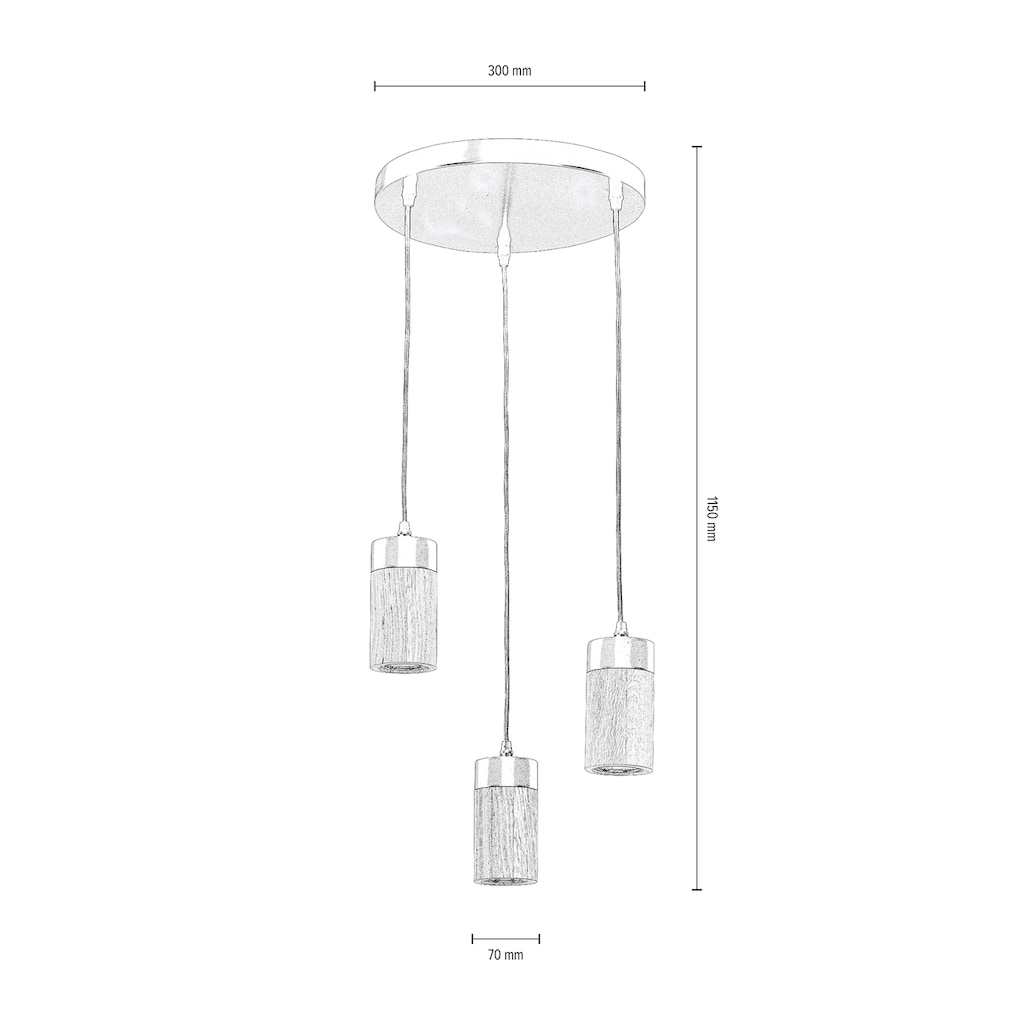 BRITOP LIGHTING Pendelleuchte »ANNICK«, 3 flammig-flammig