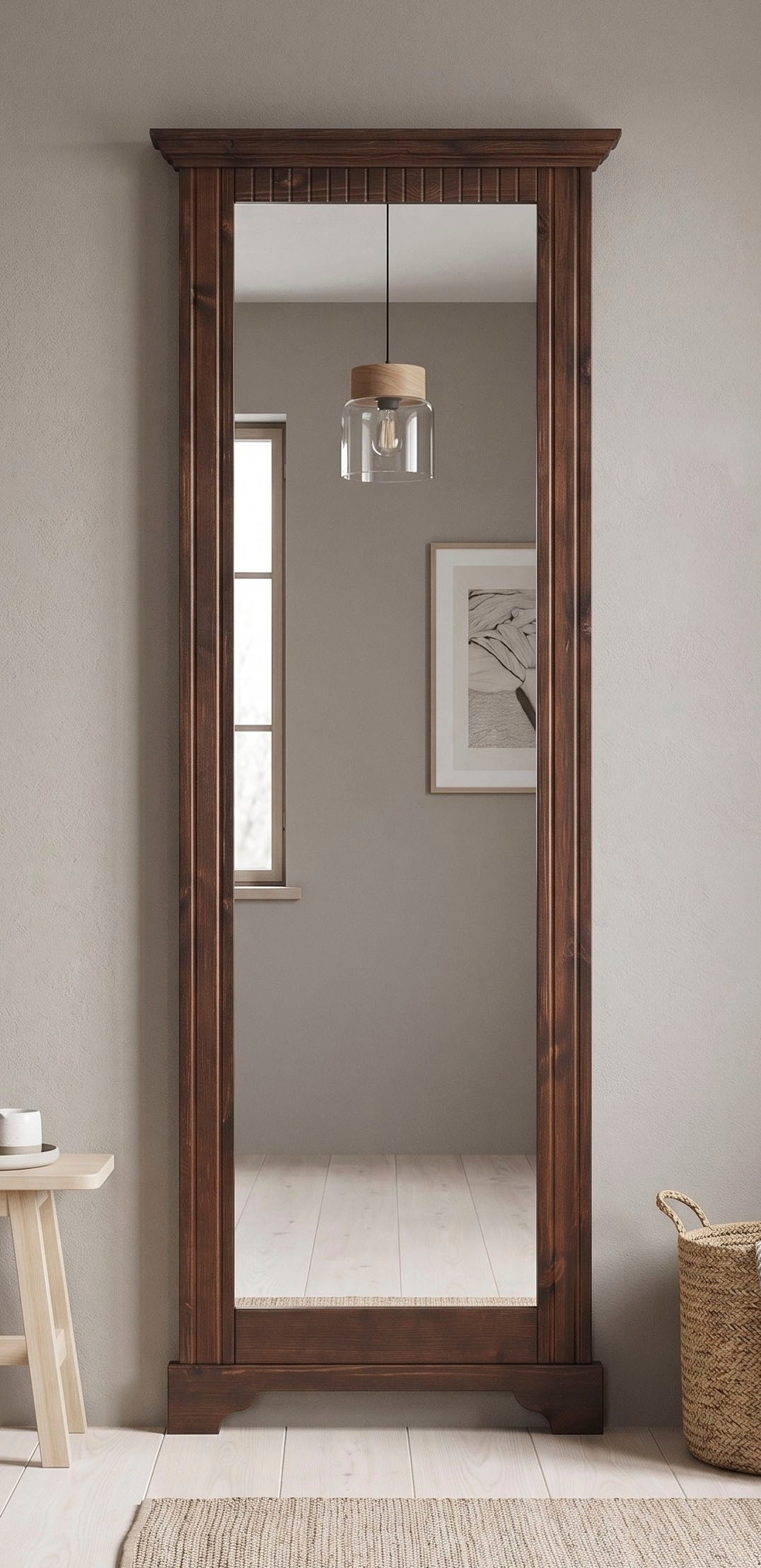 OTTO home Spiegel "Rustic, Garderobenspiegel, Landhausstil" Rahmen in Kiefer massiv, Höhe 190 cm, mit Zierfräsungen