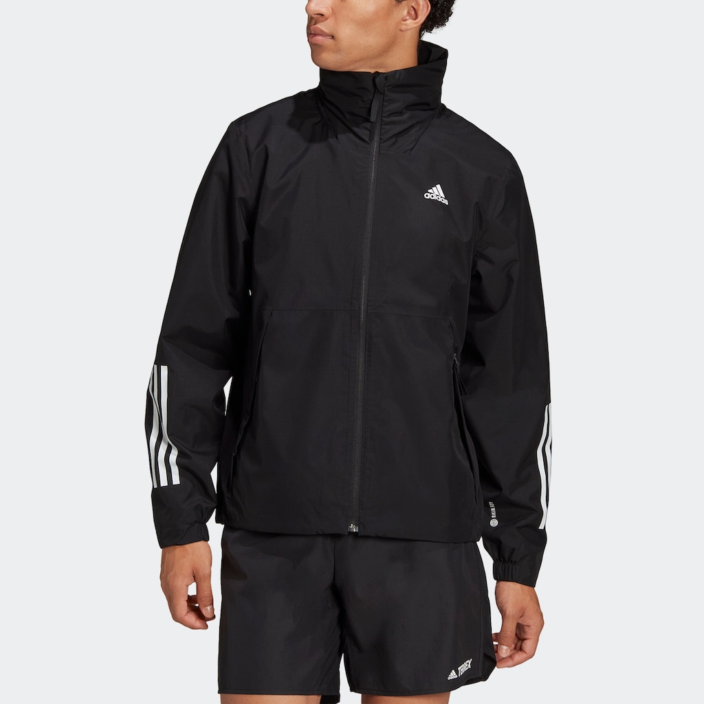 adidas Sportswear Outdoorjacke »BSC 3STREIFEN RAIN.RDY REGENJACKE«, mit Kapuze