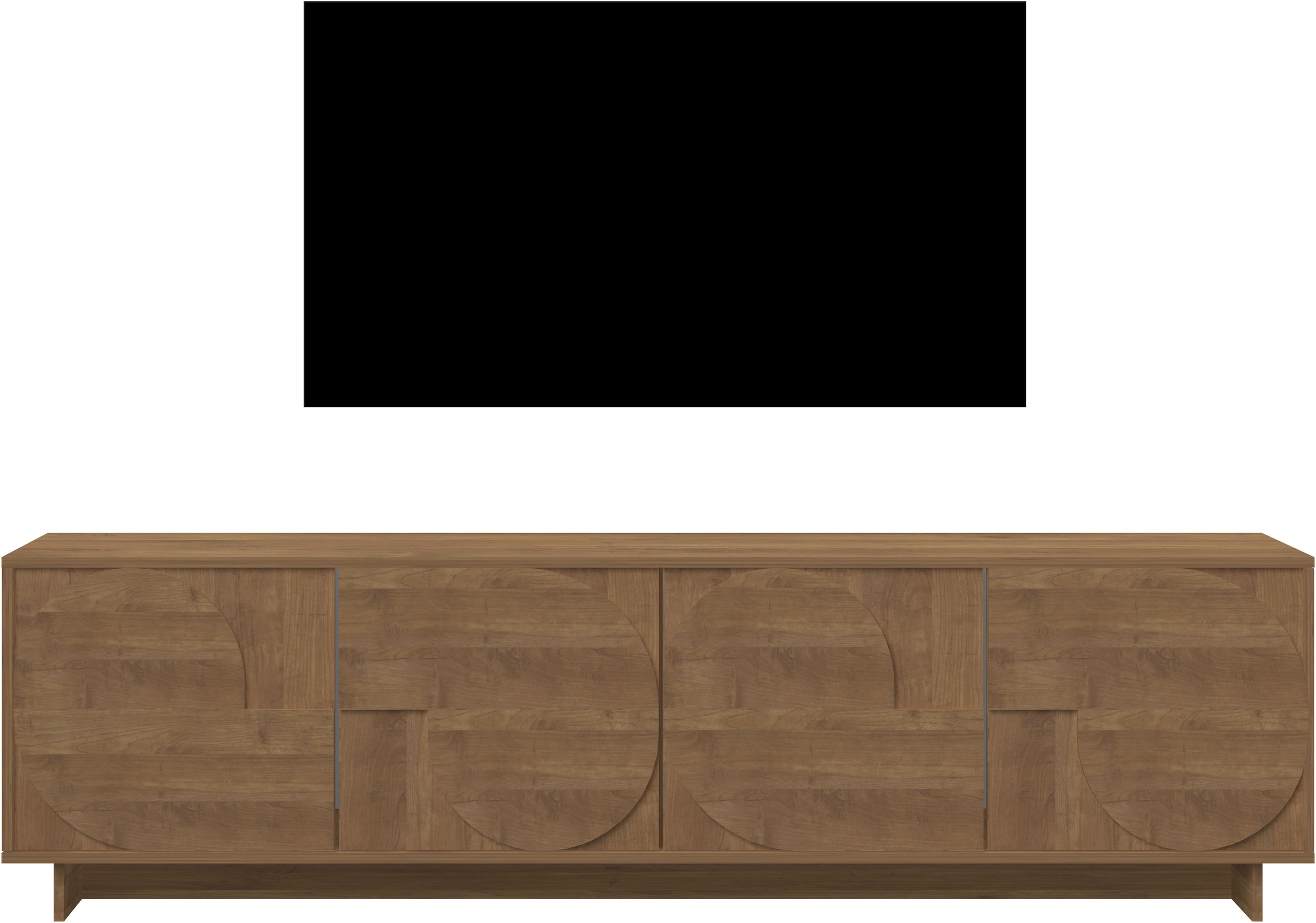 Home affaire Lowboard »Zen, 205 cm breit, 4 Türen, Mediaboard, TV-Schrank, TV-Board« Push-to-open, 3D-Fronten, Mercure-Holzstruktur, viel Stauraum