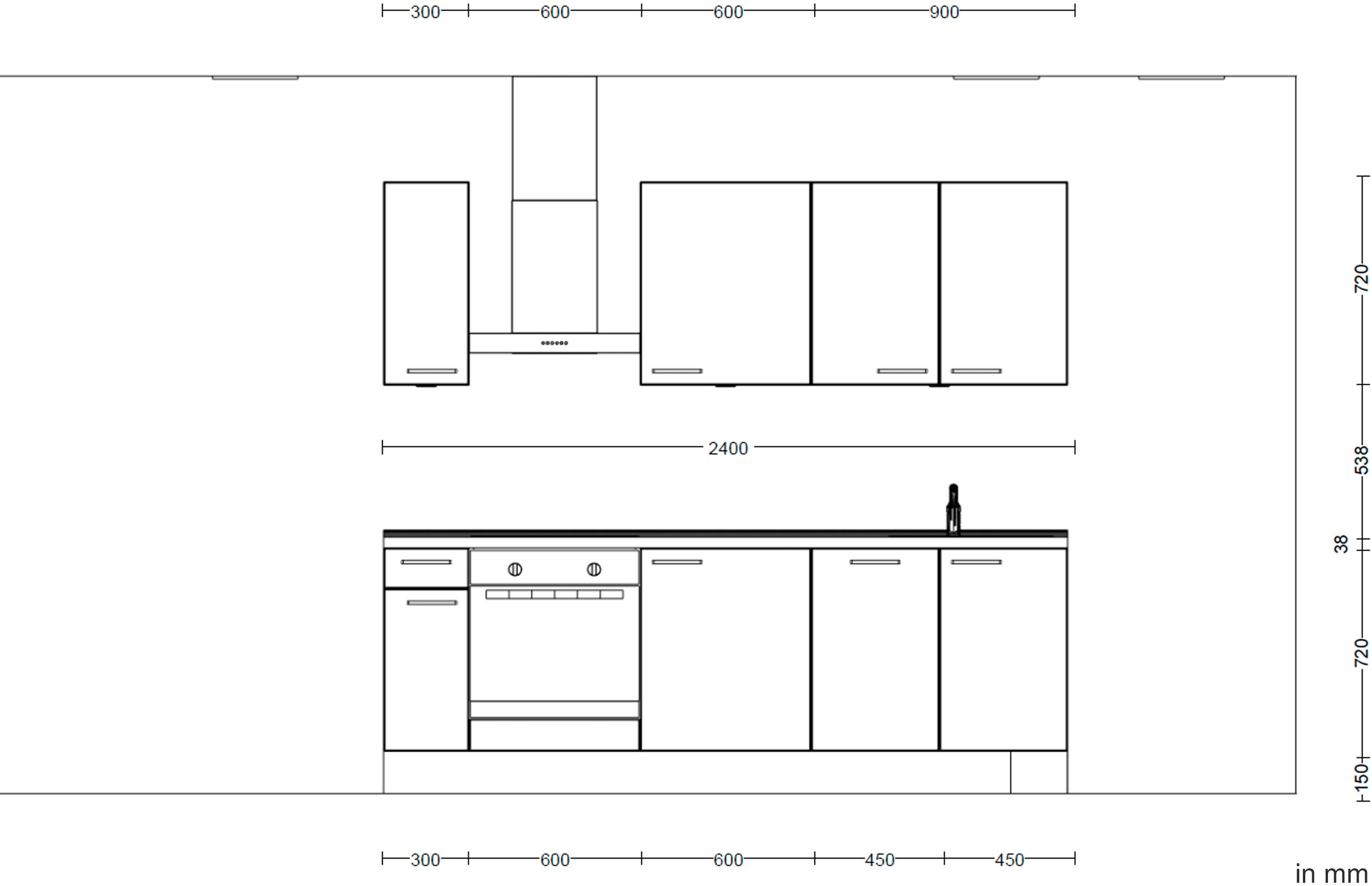nobilia® Küchenzeile »"Touch I"«, vormontiert, Ausrichtung wählbar, Breite 240 cm, wahlw. mit E-Geräten
