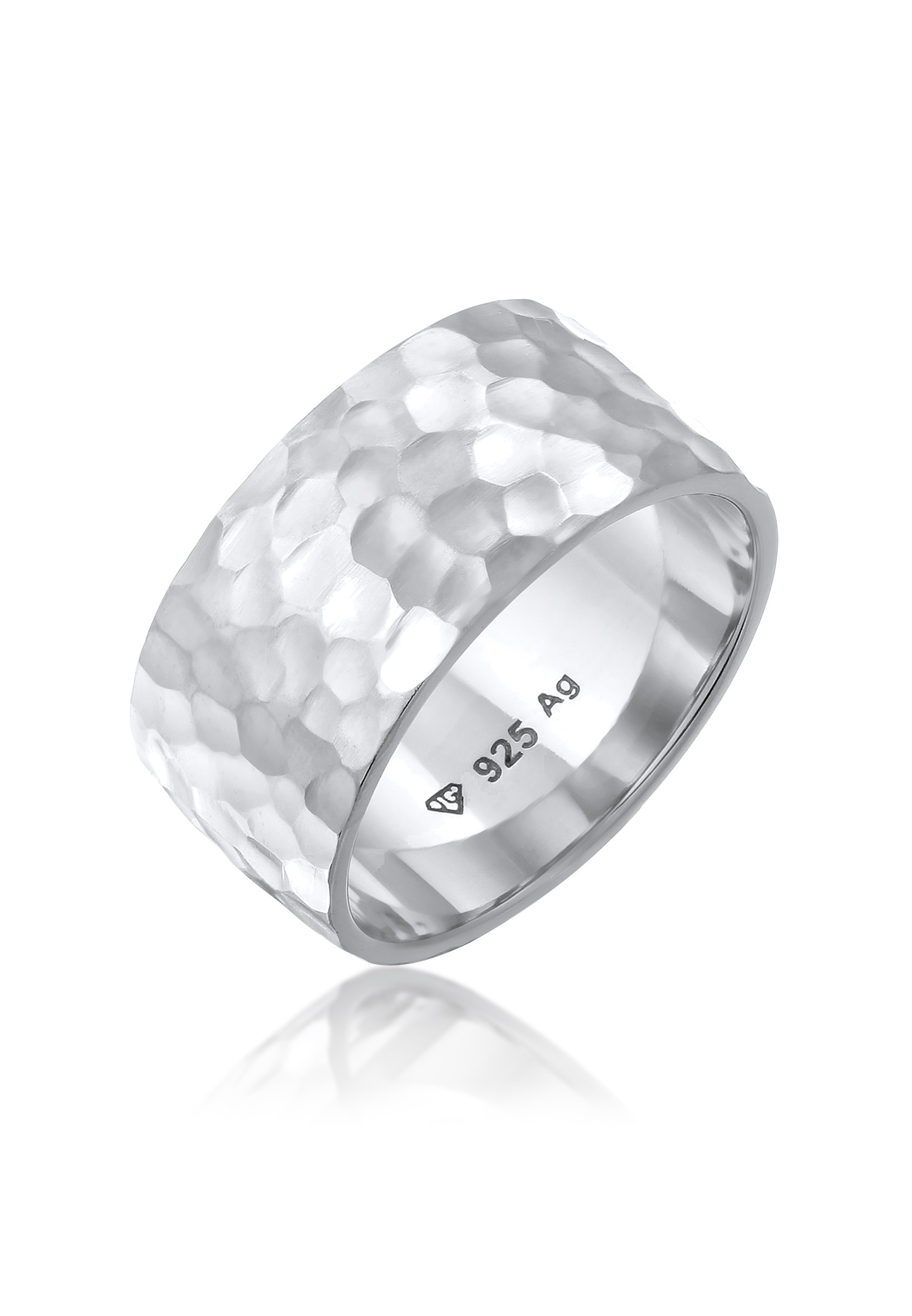 "Silberring ELLI ""Ring Breit Bandring Gehämmert Matt 925er Silber"" Gr. 54, silber, Fingerringe, Damen, 54, Silber 925 (Sterlingsilber), Silberring"