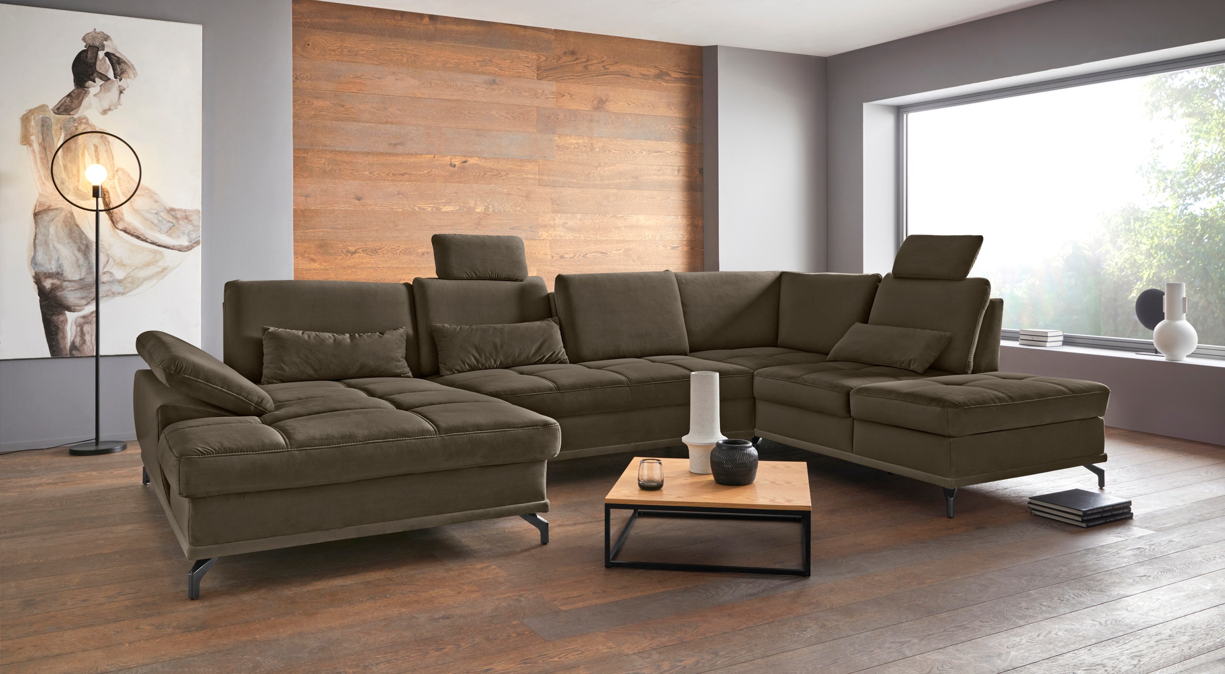 OTTO home Wohnlandschaft "Costello U-Form, B: 363 cm mit Sitztiefen- & Armteilverstellung" optional Schlaffunktion & Bettkasten