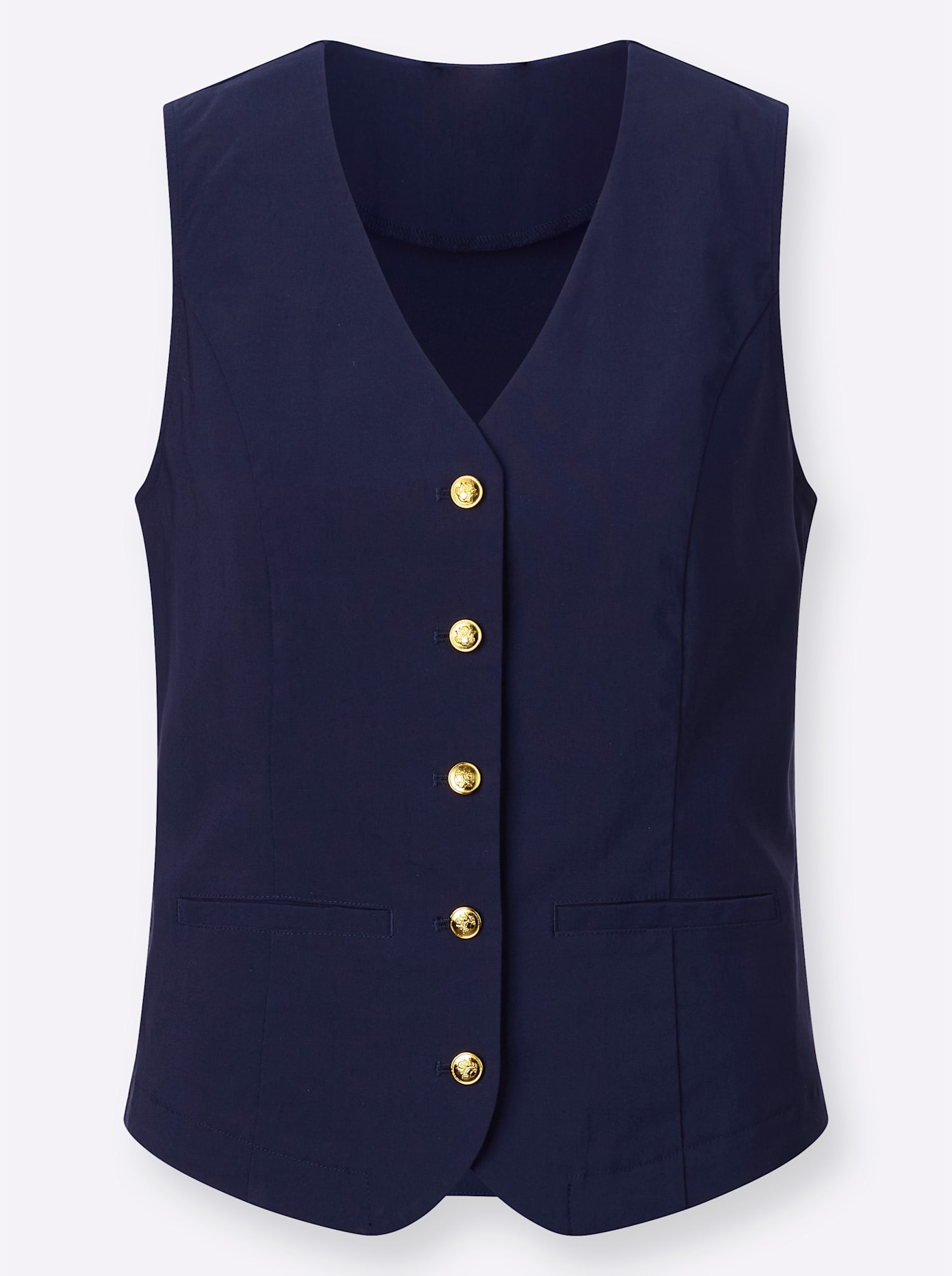 Kurzweste CLASSIC BASICS, Damen, Gr. 52, blau (marine), 72% Viskose, 25% Polyamid, 3% Elasthan, unifarben, Westen 3