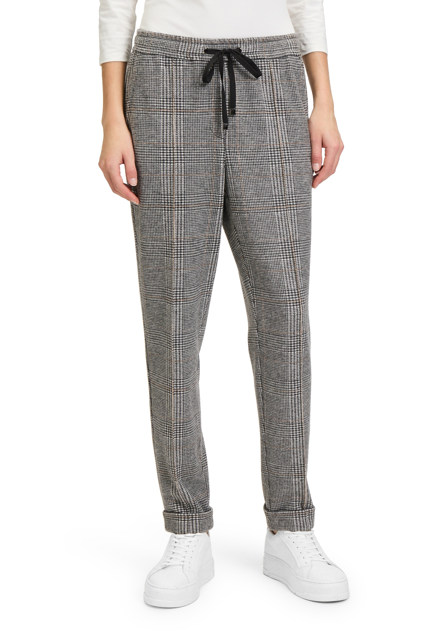 Betty&Co Bundfaltenhose "Damen Karo-Hose mit Bindegürtel" günstig online kaufen