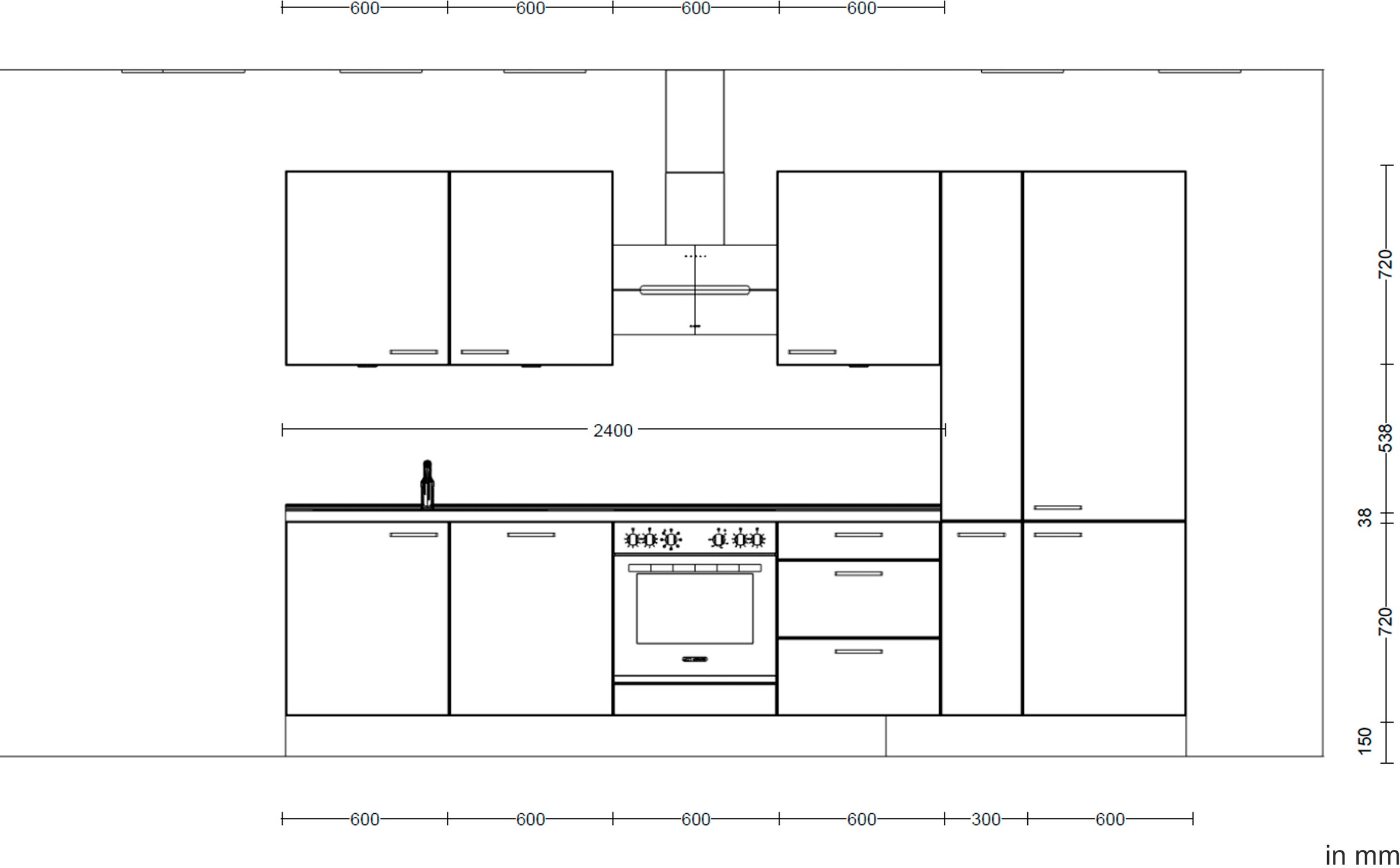 nobilia® Küchenzeile »"Structura II"«, vormontiert, Ausrichtung wählbar, Breite 330 cm, wahlw. mit E-Geräten