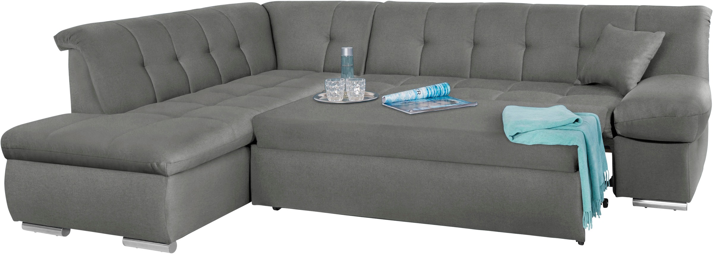 DOMO collection Ecksofa »Mona L-Form«, wahlweise mit Bett- und Armlehnfunktion