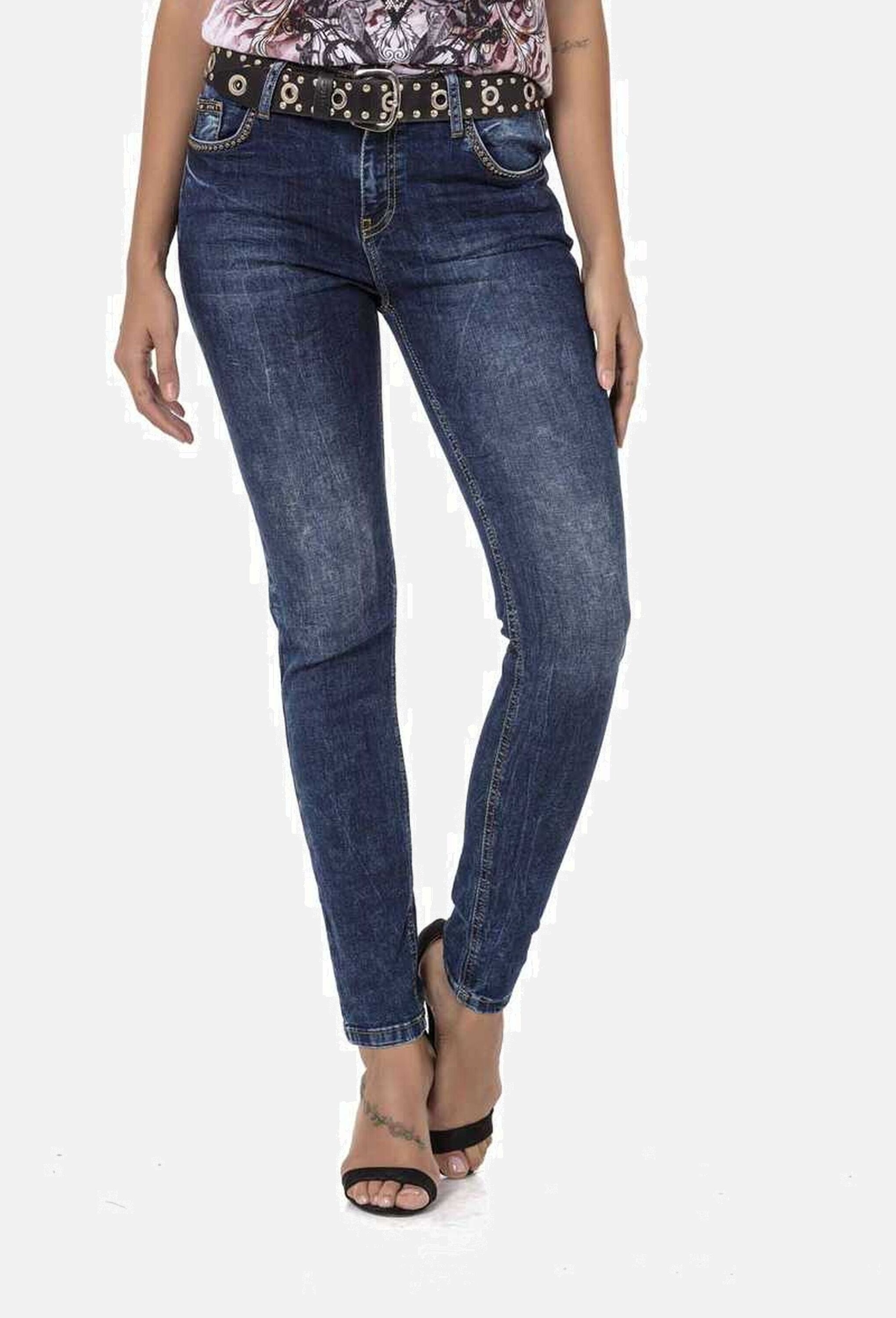 Cipo & Baxx 5-Pocket-Jeans »Cipo & Baxx Jeans« mit dezenter Waschung und coolen Nieten, WD460