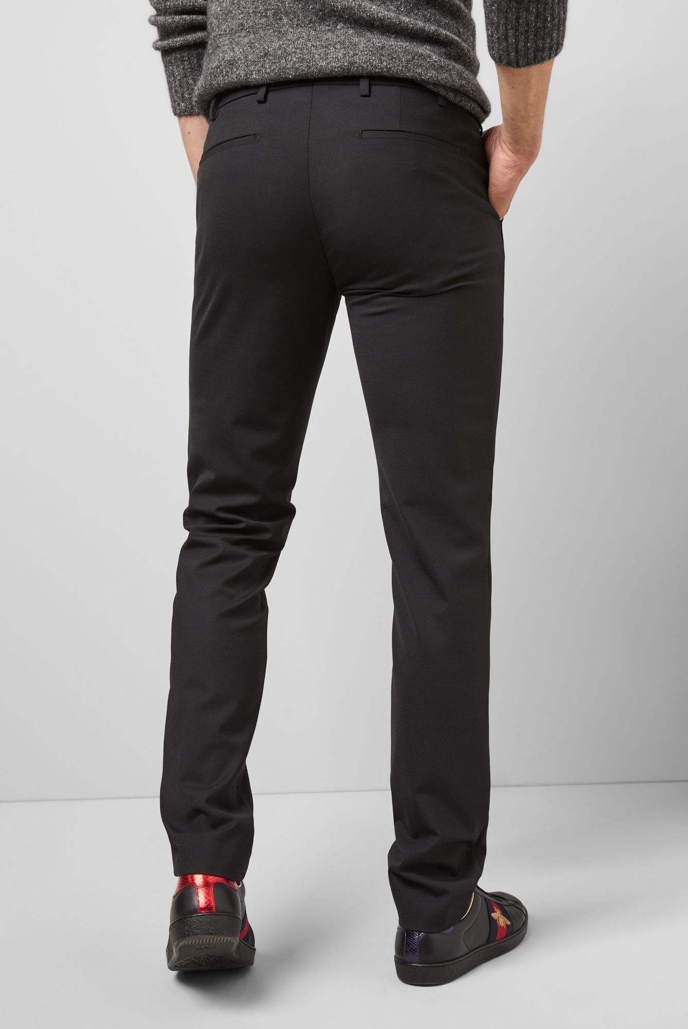 Chinos MEYER "M5 Chino", Herren, Gr. 36, Länge 32, schwarz, 53% Polyester, 44% Wolle, 3% Elasthan, unifarben, figurumspielend lang, Hosen, M5 Chino mit 4-Way-Stretch 2