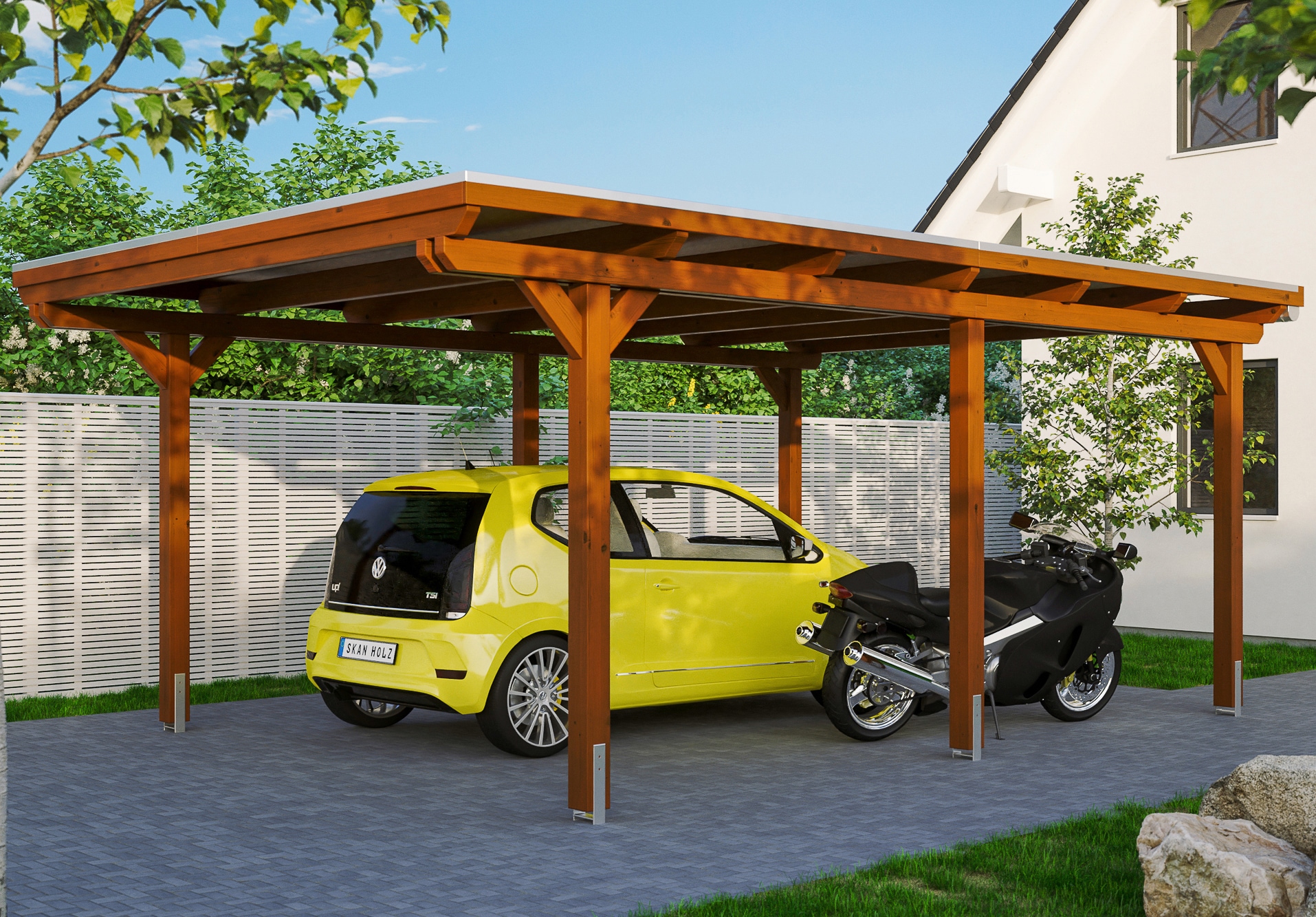 Skanholz Einzelcarport "Emsland" Leimholz 341 cm braun