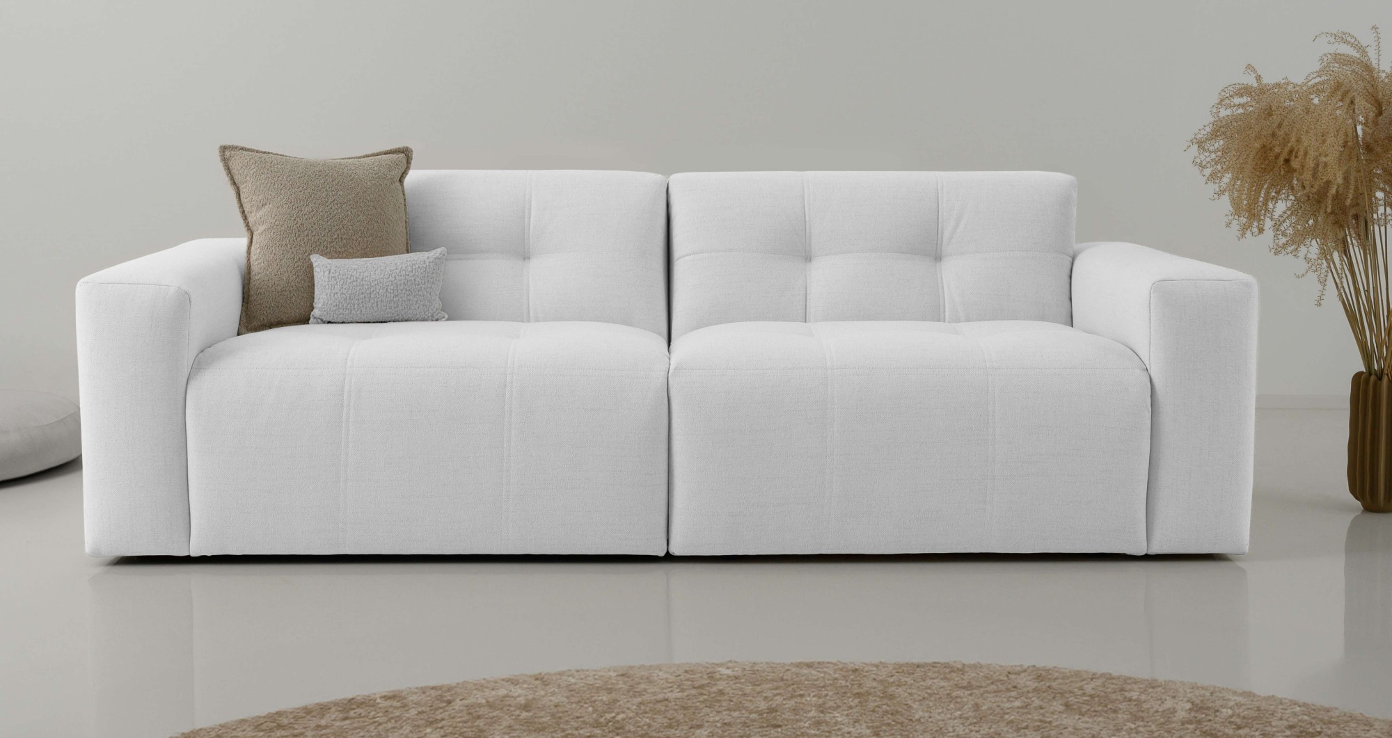 OTTO home 3-Sitzer "Tapley" Breite 220 cm,Boucle, Struktur fein, mit Knopfs günstig online kaufen