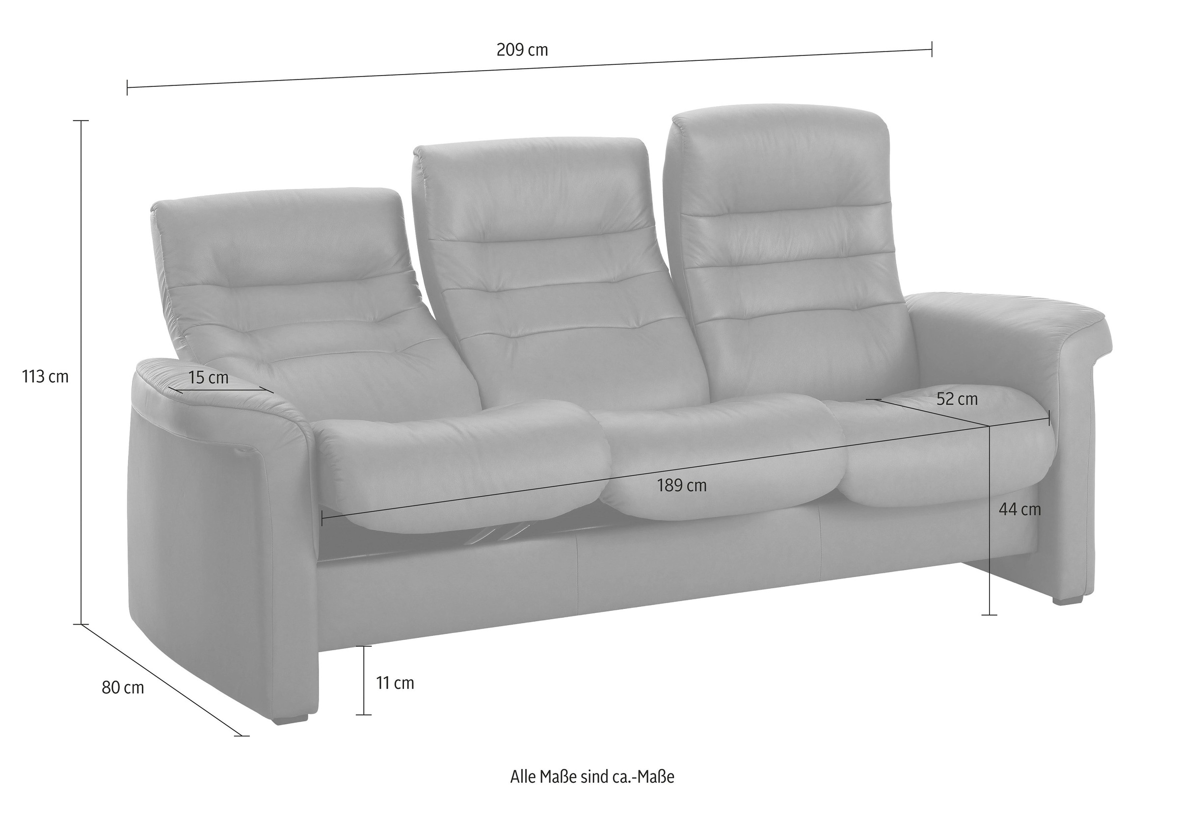 Stressless® 3-Sitzer »Sapphire«, High Back, inklusive Relaxfunktion & Rückenverstellung, Breite 209 cm