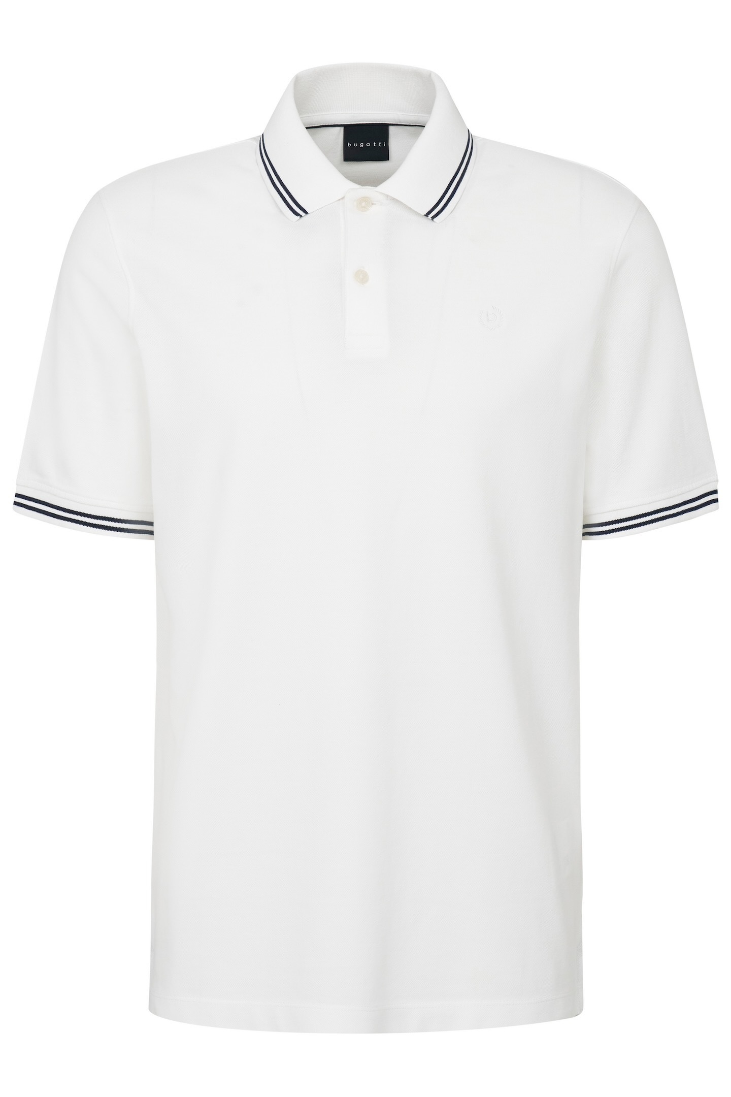 Poloshirt BUGATTI, Herren, Gr. 3XL, weiß (10, weiß), 100% Baumwolle, unifarben, normal, ohne Ausschnitt, Rippbündchen, Shirts, mit Kontraststreifen und Bruststickerei 2