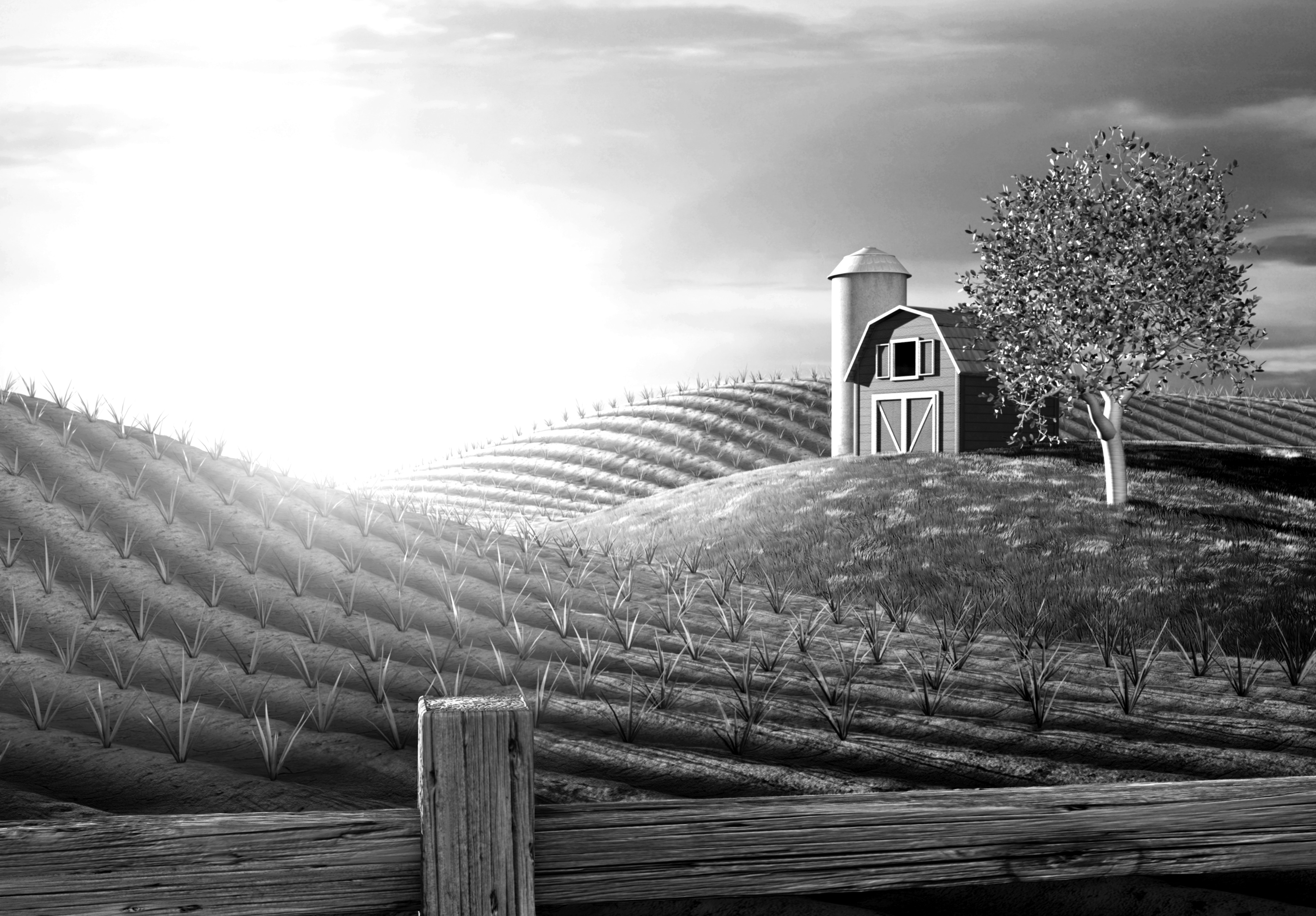 Papermoon Fototapete "Landschaft schwarz & weiß"