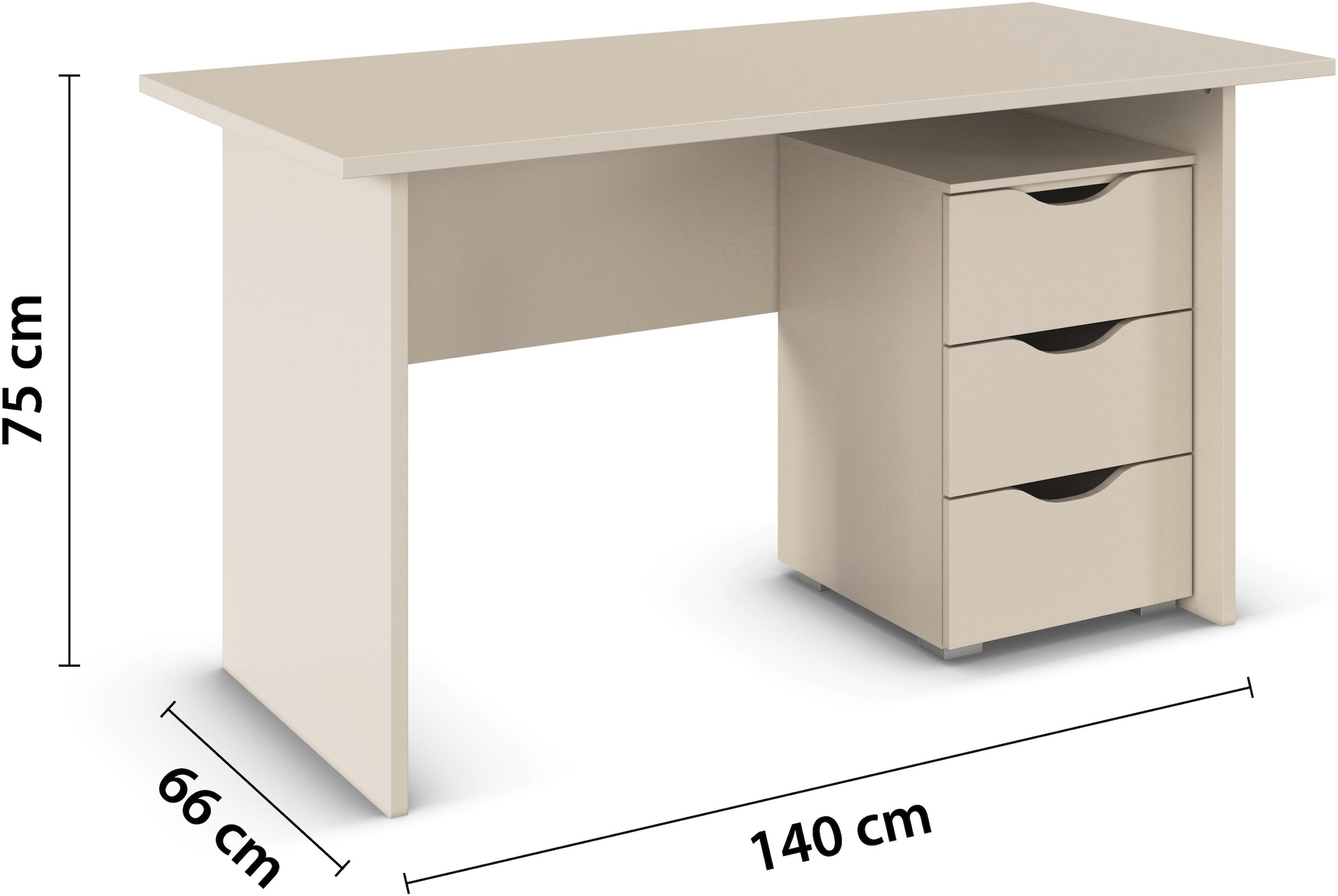 rauch Schreibtisch »Marlene«, (Breite 140 cm), mit 3 geräumigen Schubladen und Soft-Close-Funktion MADE IN GERMANY