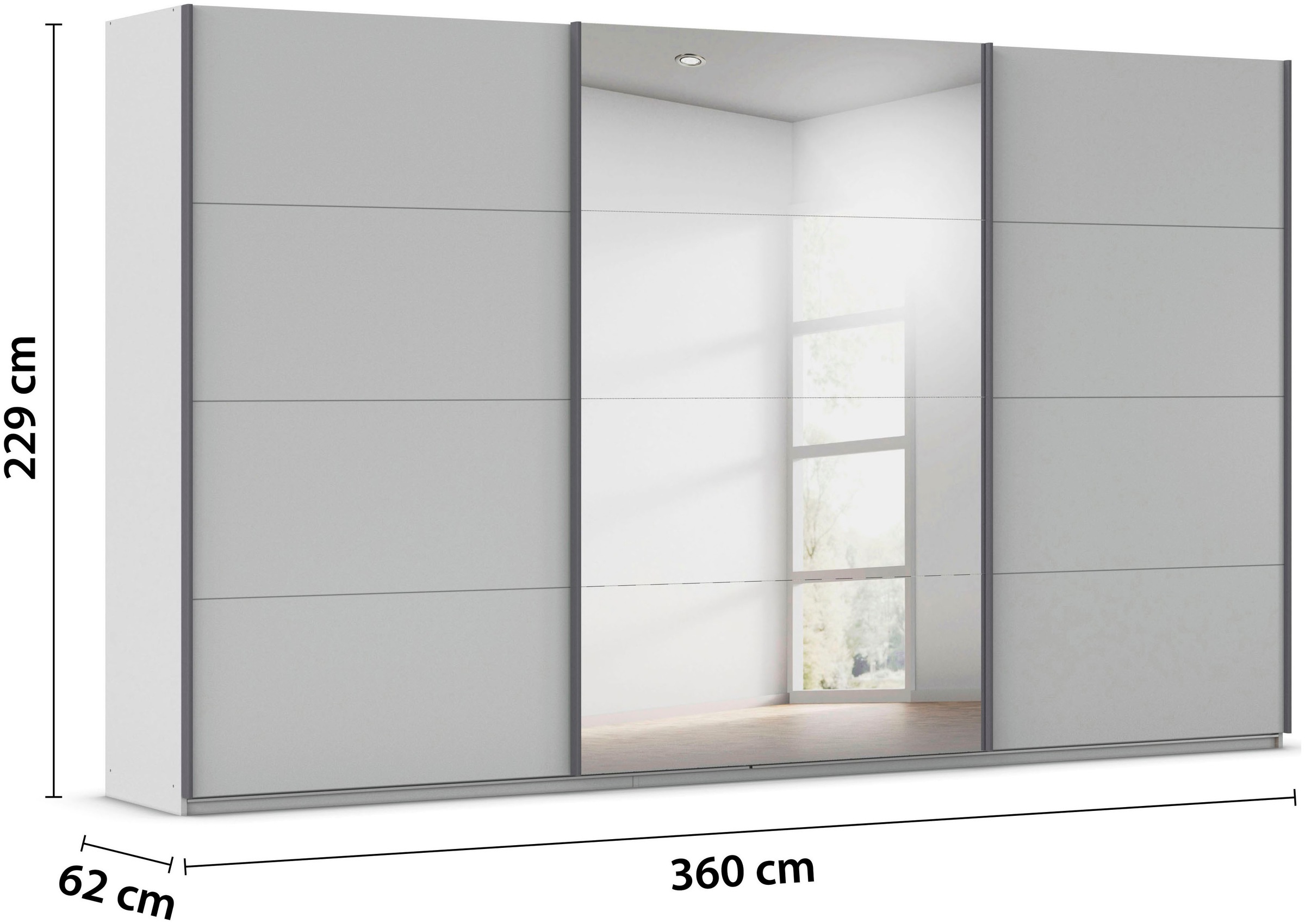 rauch Schwebetürenschrank »Kleiderschrank Schrank Garderobe AGORDO«, (in zwei Griff-Farben), Top Innenausstattung, in 4 Breiten und 2 Höhen MADE IN GERMANY