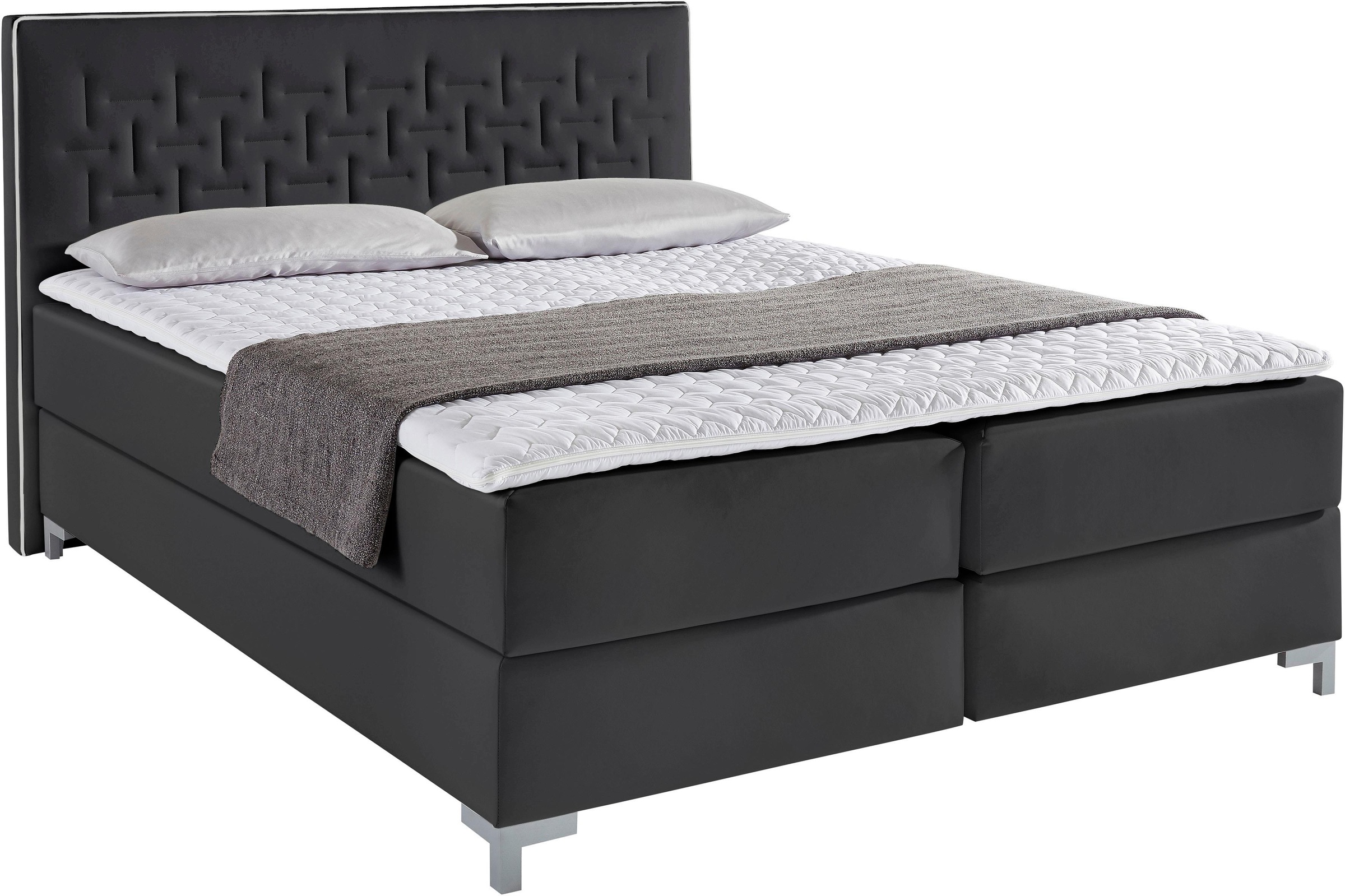 Home affaire Boxspringbett "Coos" mit besonderer Steppung im Kopfteil, 3 Ma günstig online kaufen