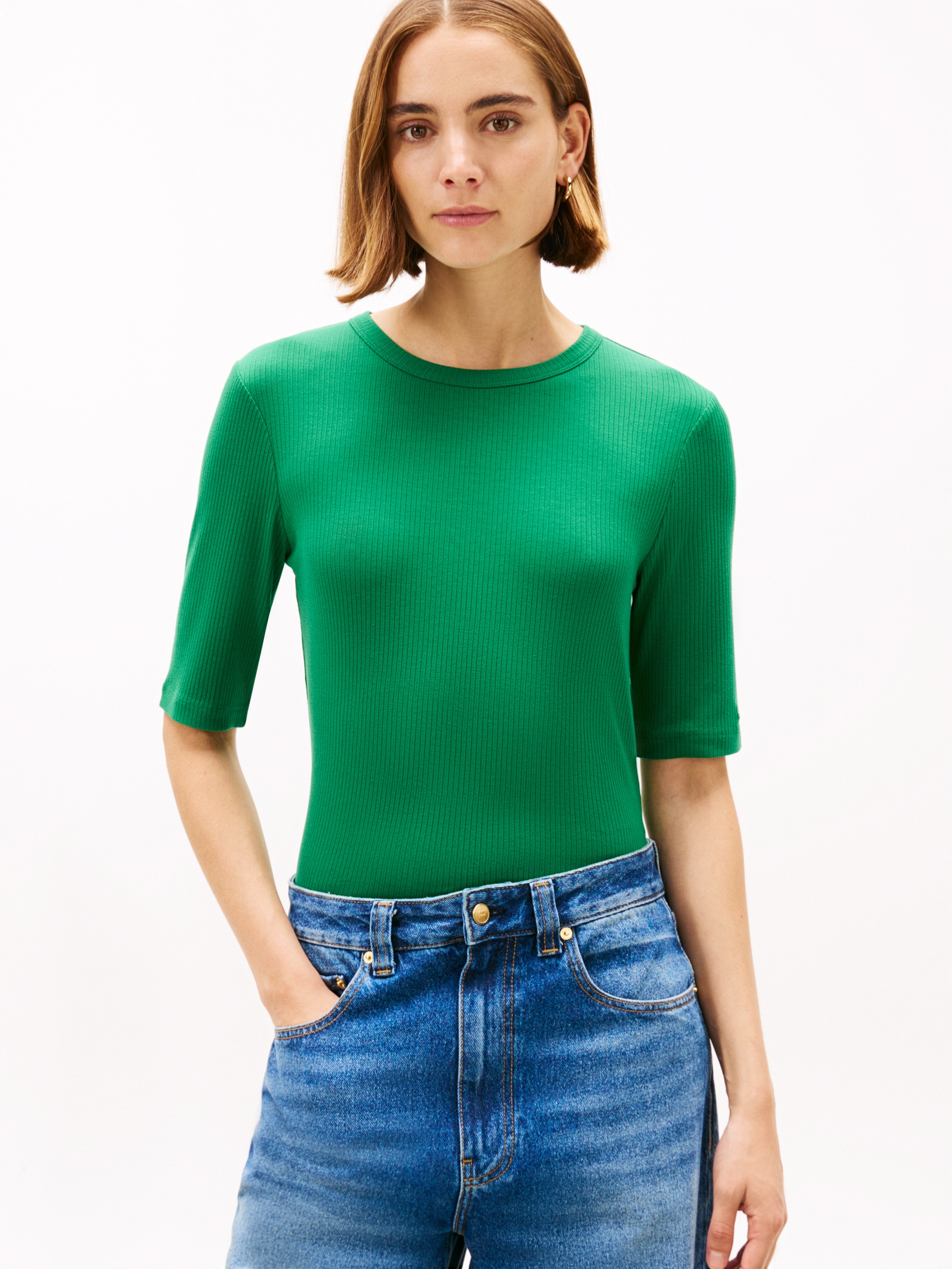 Tommy Hilfiger Kurzarmshirt "SLIM 5X2 RIB C-NK 1/2 SLV mit Rundhals und Rip günstig online kaufen