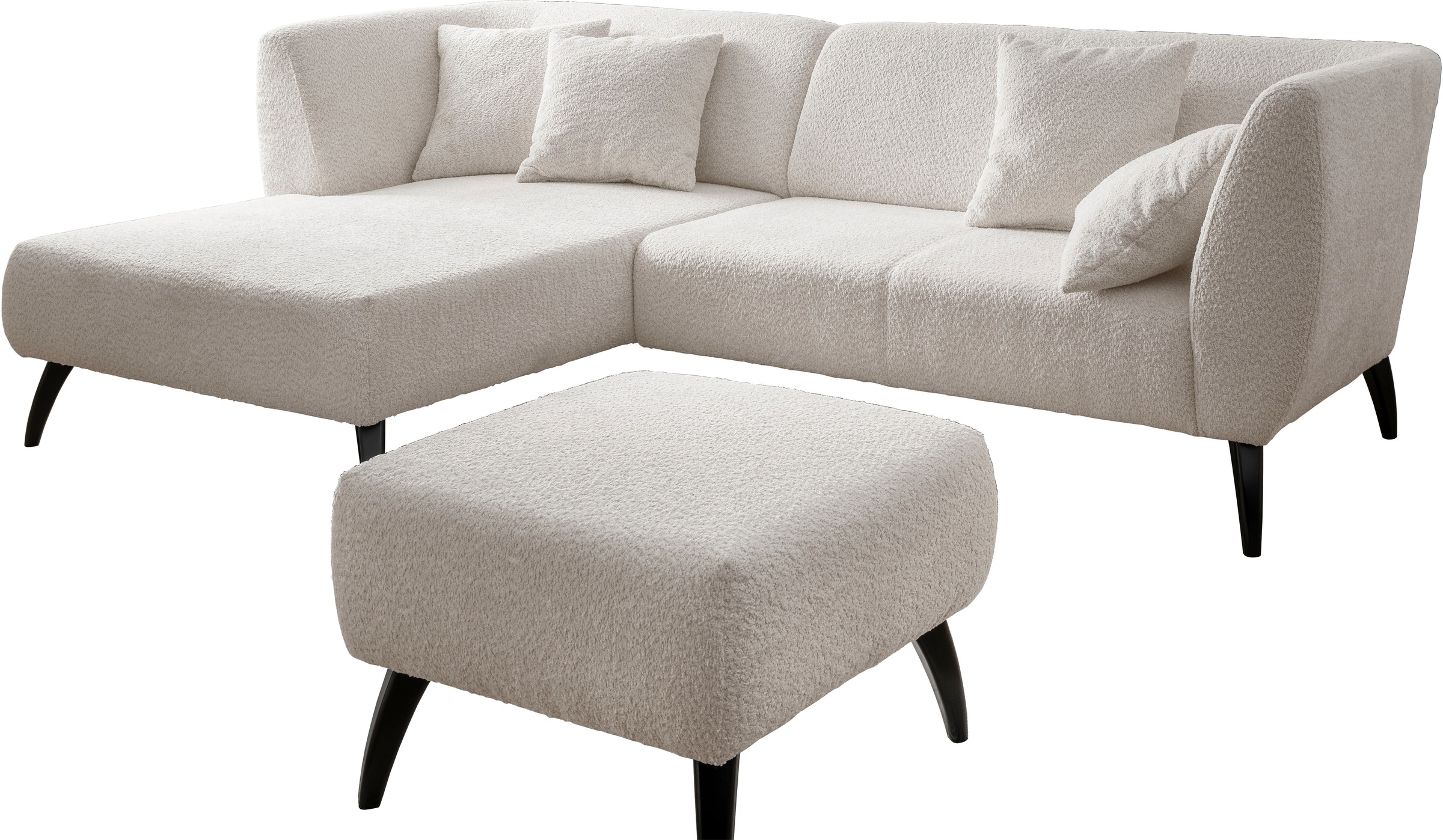 INOSIGN Ecksofa "Colori L-Form", Holzfußfarbe wählbar, inkl. 4x Zierkissen günstig online kaufen