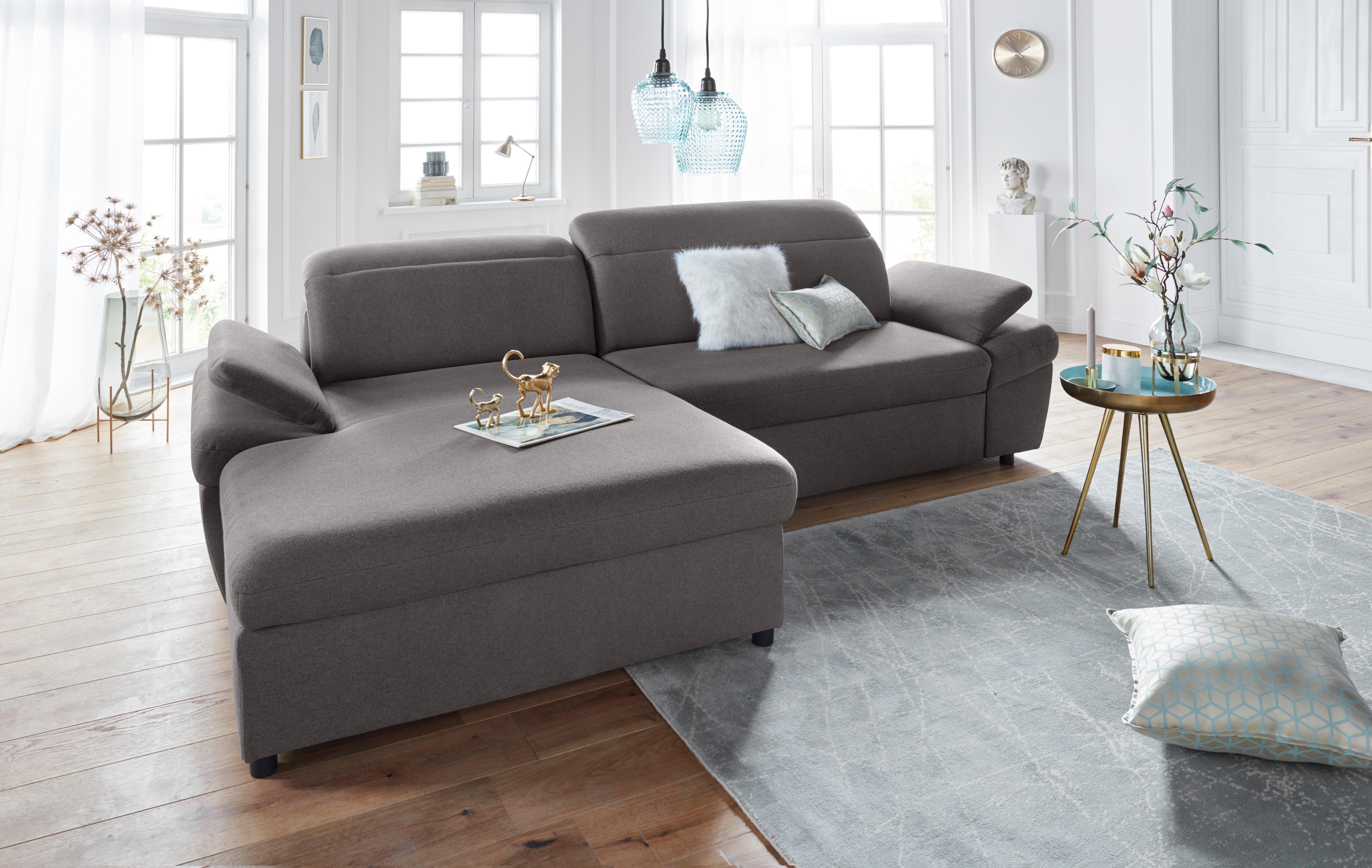 exxpo - sofa fashion Ecksofa "Kyoto, inkl. Kopfteil- und Armteilverstellung, hoher Sitzkomfort" wahlweise mit Bettfunktion und Bettkasten, hochwertige Bezüge, L-Form