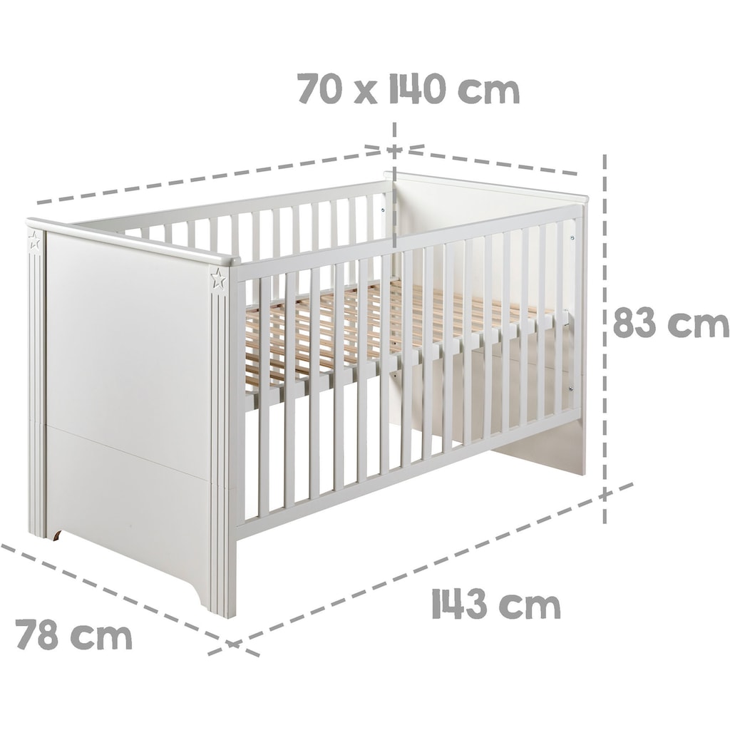 roba® Babyzimmer-Komplettset »Maxi«, (Set, 3 St., Kinderbett, Schrank, Wickelkommode)