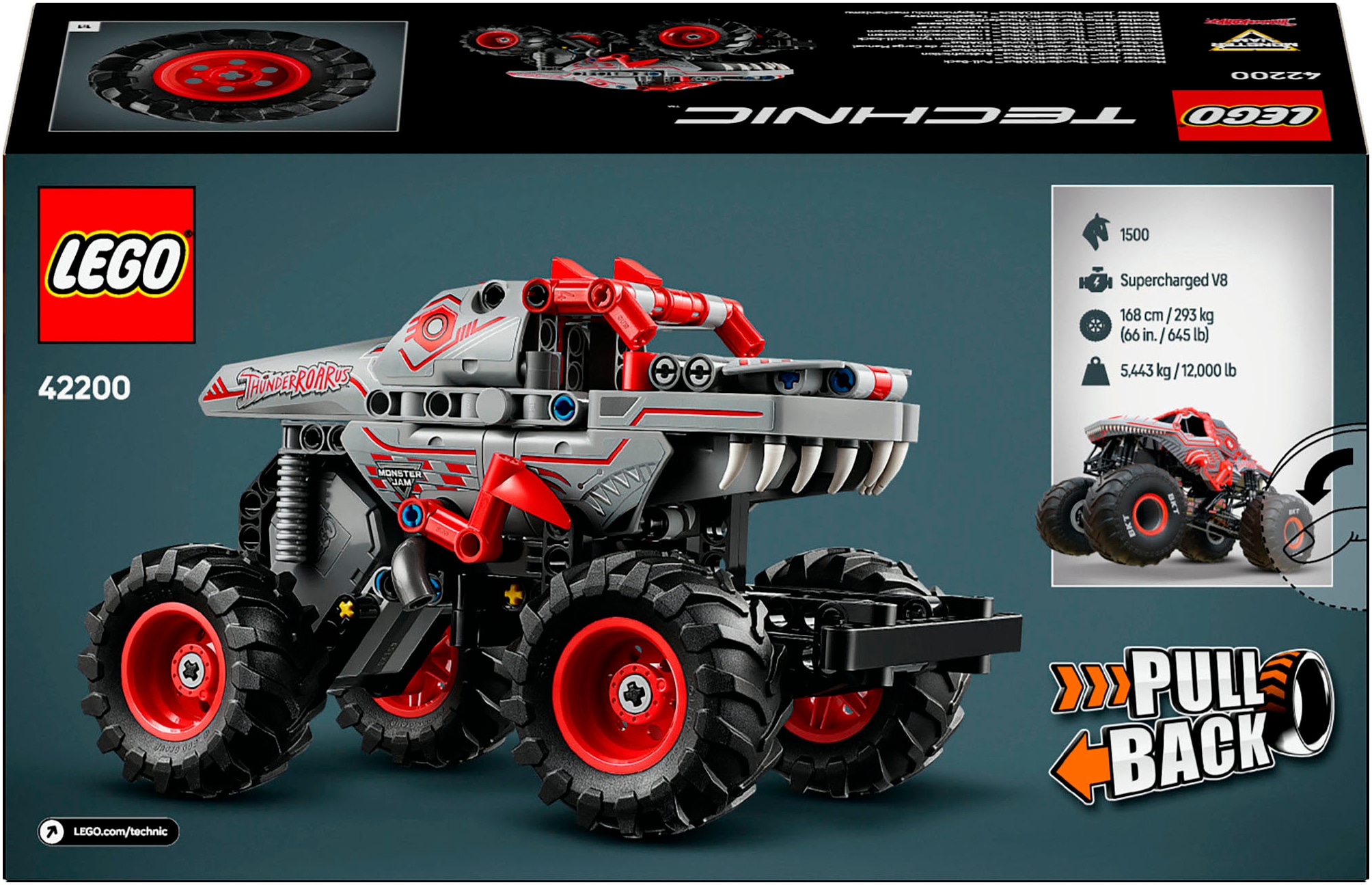 LEGO® Konstruktionsspielsteine »Monster Jam™ ThunderROARus™ (42200), LEGO Technic«, (232 St.), Made in Europe