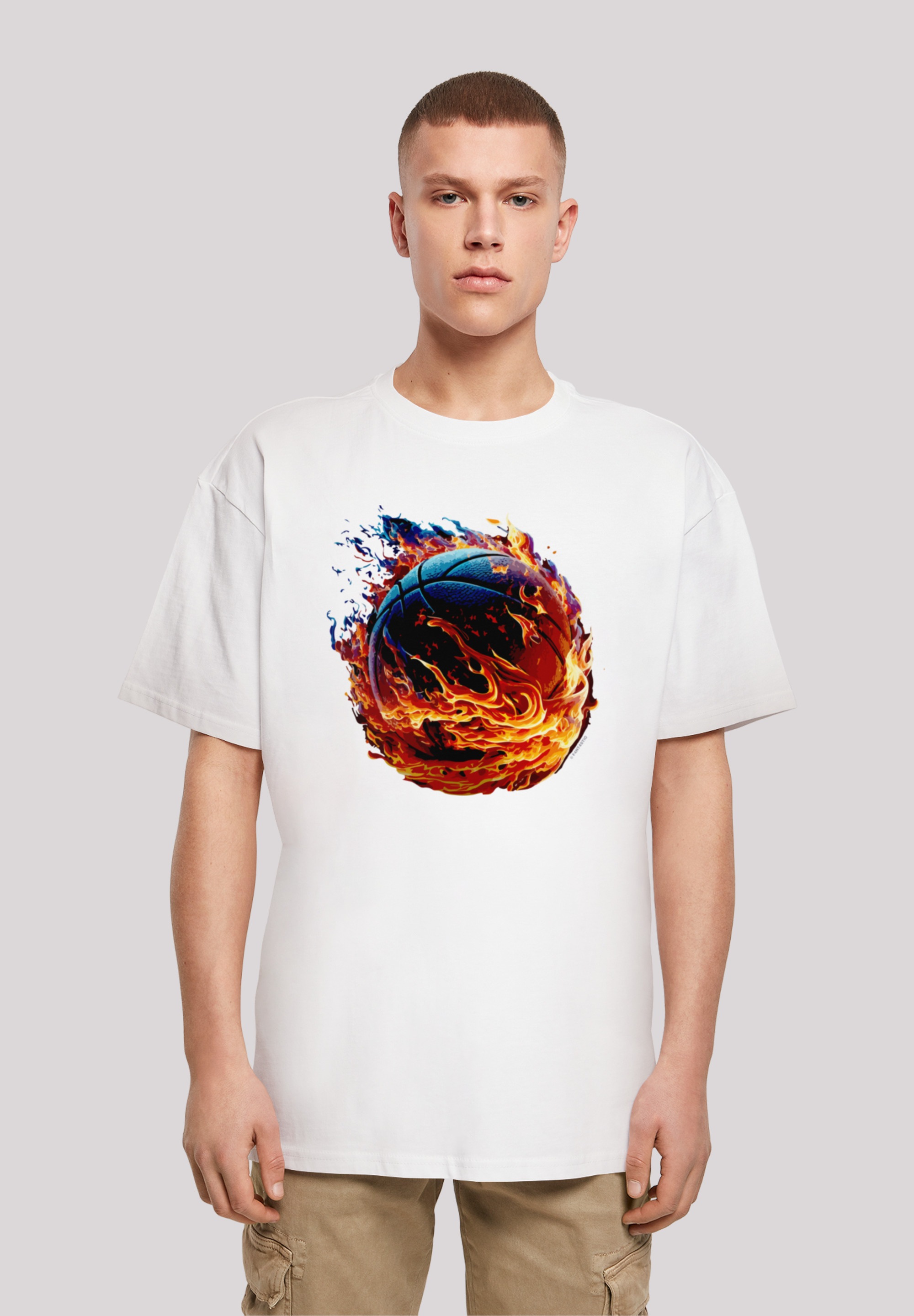 F4NT4STIC T-Shirt "Basketball On Fire Sport OVERSIZE TEE", Print