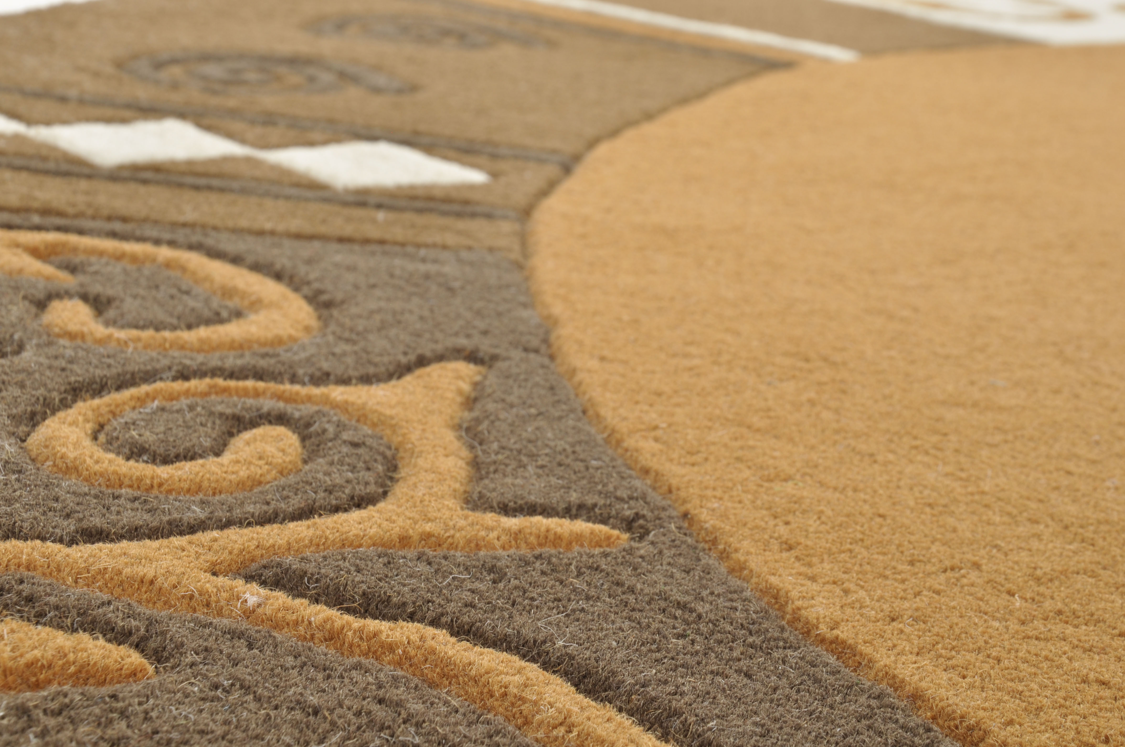 Thumbnail - THEKO Wollteppich "Ambadi" rund 14 mm Höhe reine Schurwolle, handgetuftet, mit Bordüre, modern