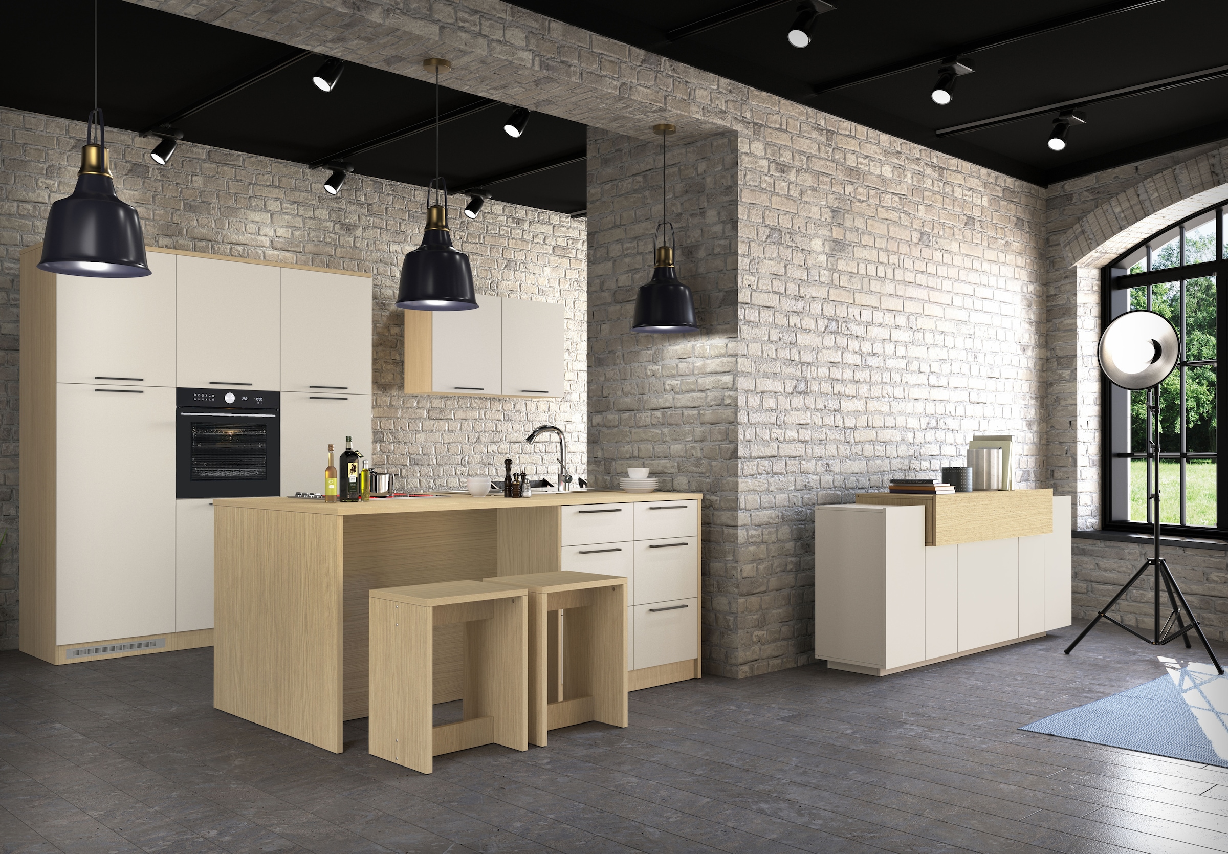 KOCHSTATION Barhocker »Luna, Barstuhl, Stitzhocker, Made in Italy« Küchenhocker im 2er-Set